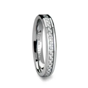 Thorsten ULTIMUS Tungsten Carbide Ring with Beveled White Carbon Fiber Inlay - 4mm - 12mm
