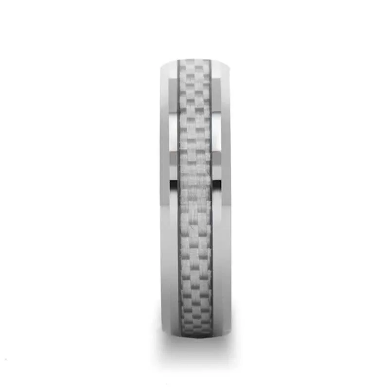 Thorsten ULTIMUS Tungsten Carbide Ring with Beveled White Carbon Fiber Inlay - 4mm - 12mm