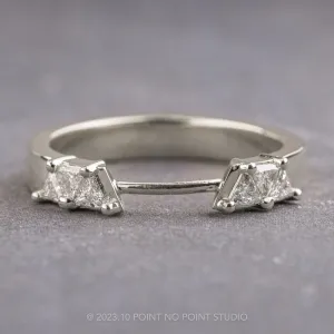 Triangle Diamond Wedding Cuff, Trinity Setting, 14K White Gold