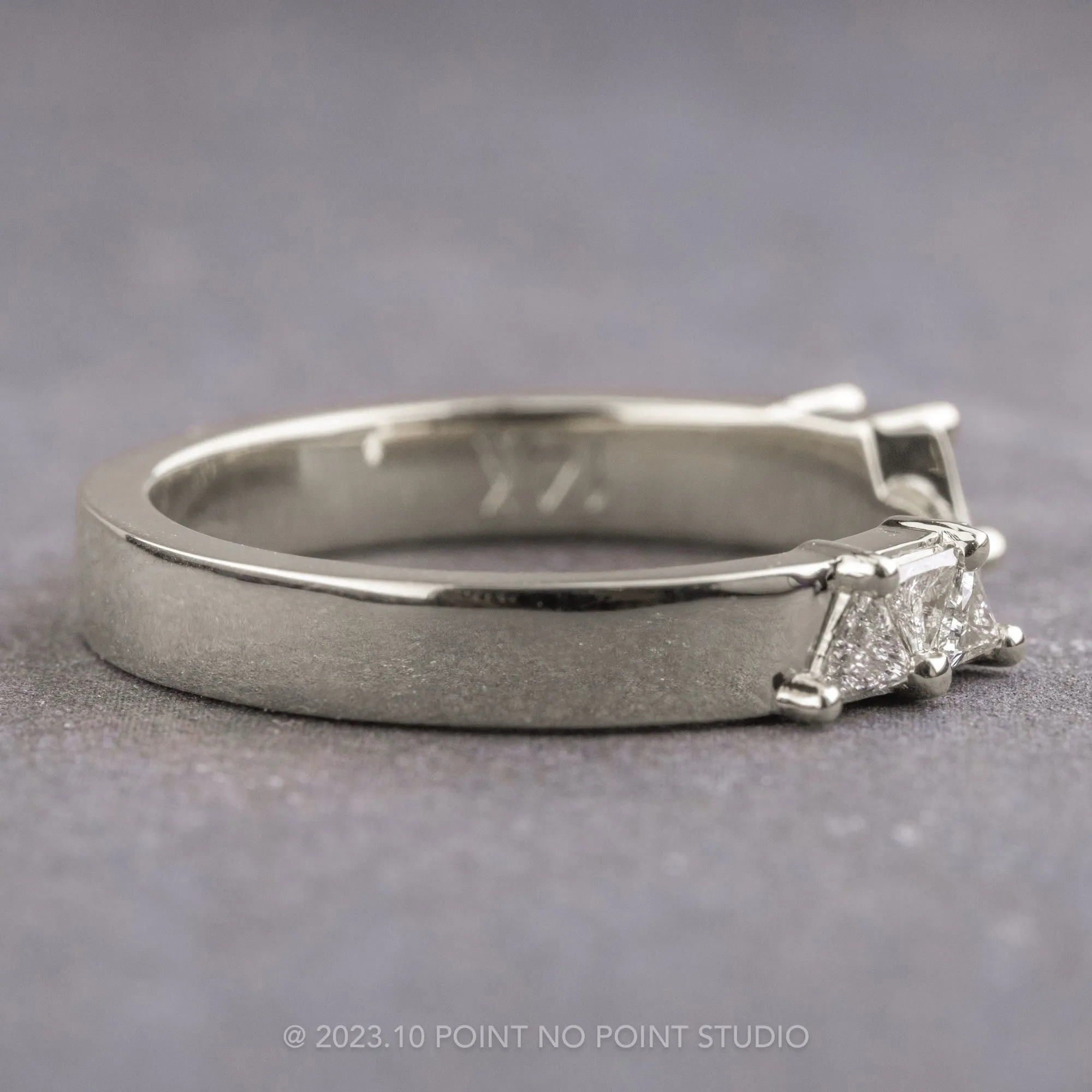 Triangle Diamond Wedding Cuff, Trinity Setting, 14K White Gold