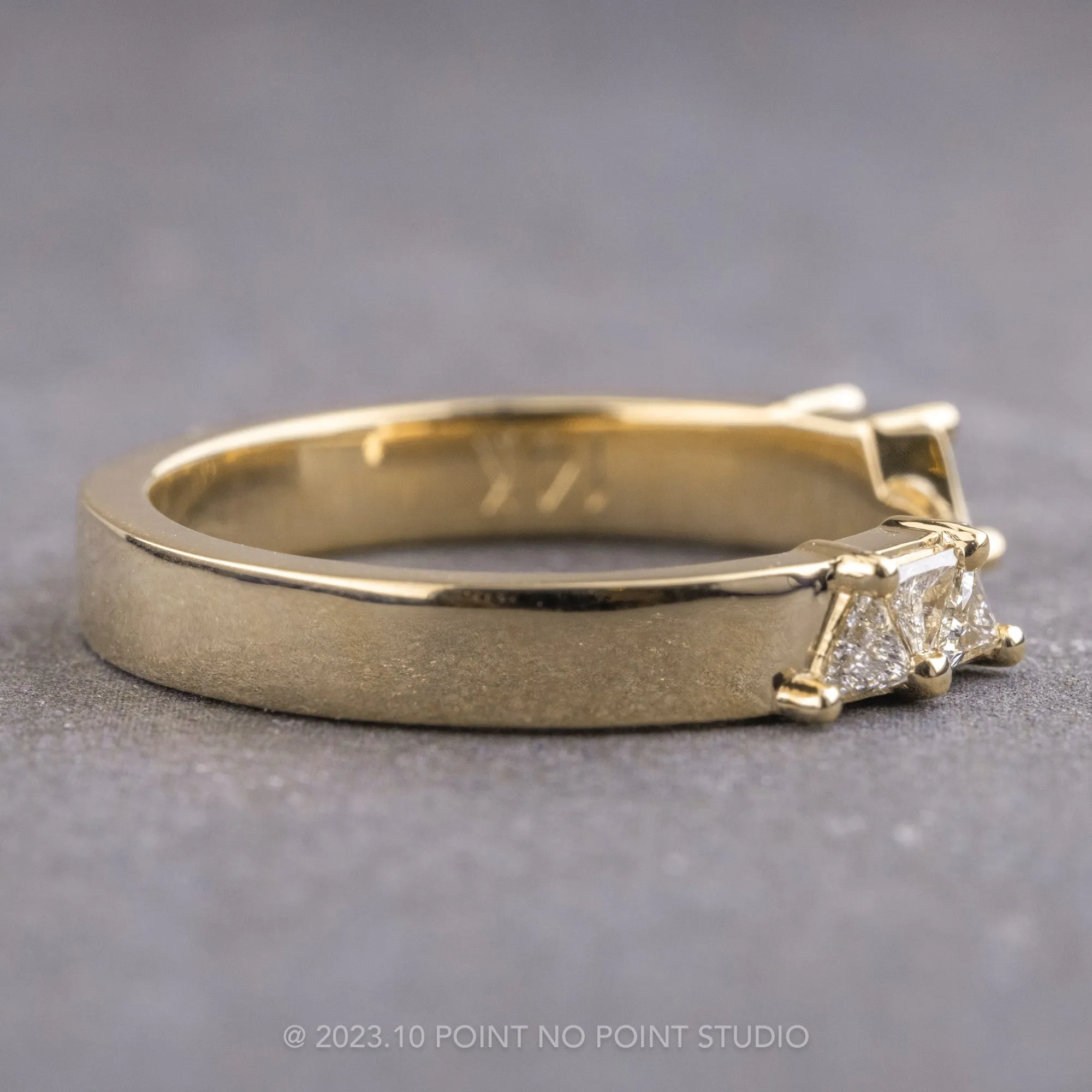 Triangle Diamond Wedding Cuff, Trinity Setting, 14K Yellow Gold