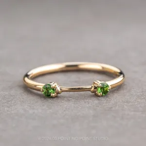 Tsavorite Garnet Wedding Cuff, Harper Setting, 14k Yellow Gold