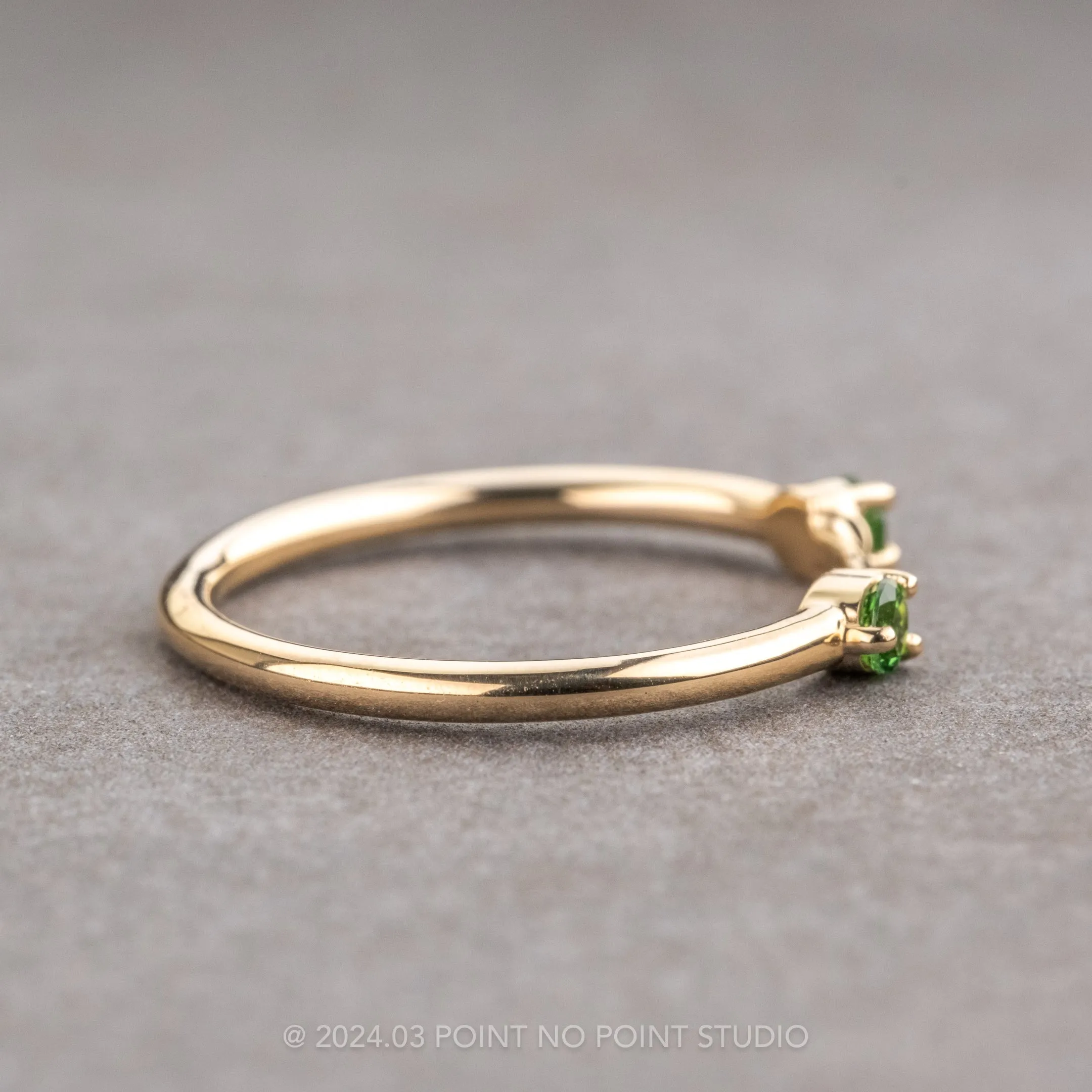 Tsavorite Garnet Wedding Cuff, Harper Setting, 14k Yellow Gold