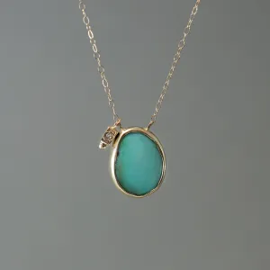 TURQUOISE AND DIAMOND 14K PENDANT