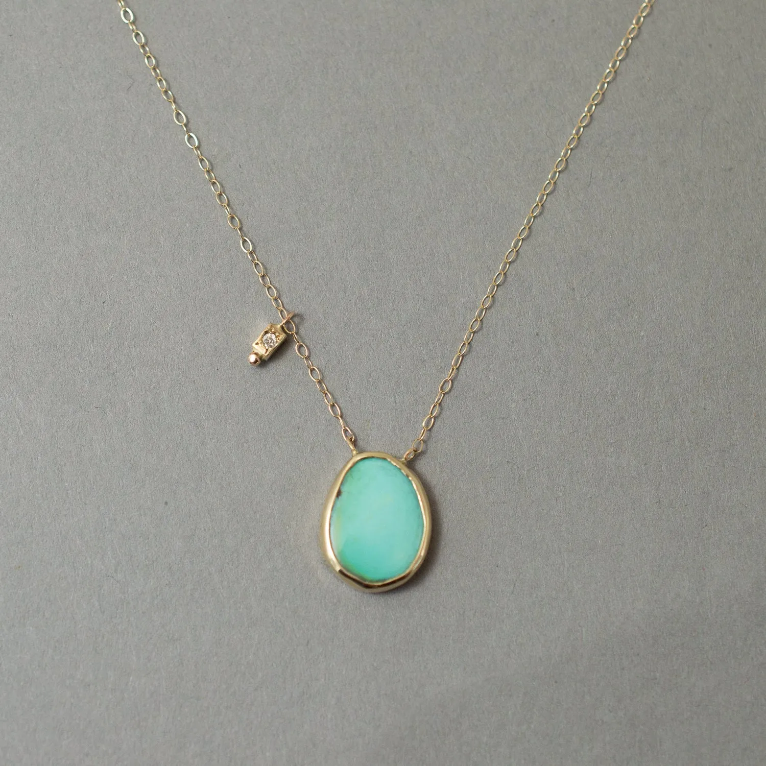 TURQUOISE AND DIAMOND 14K PENDANT