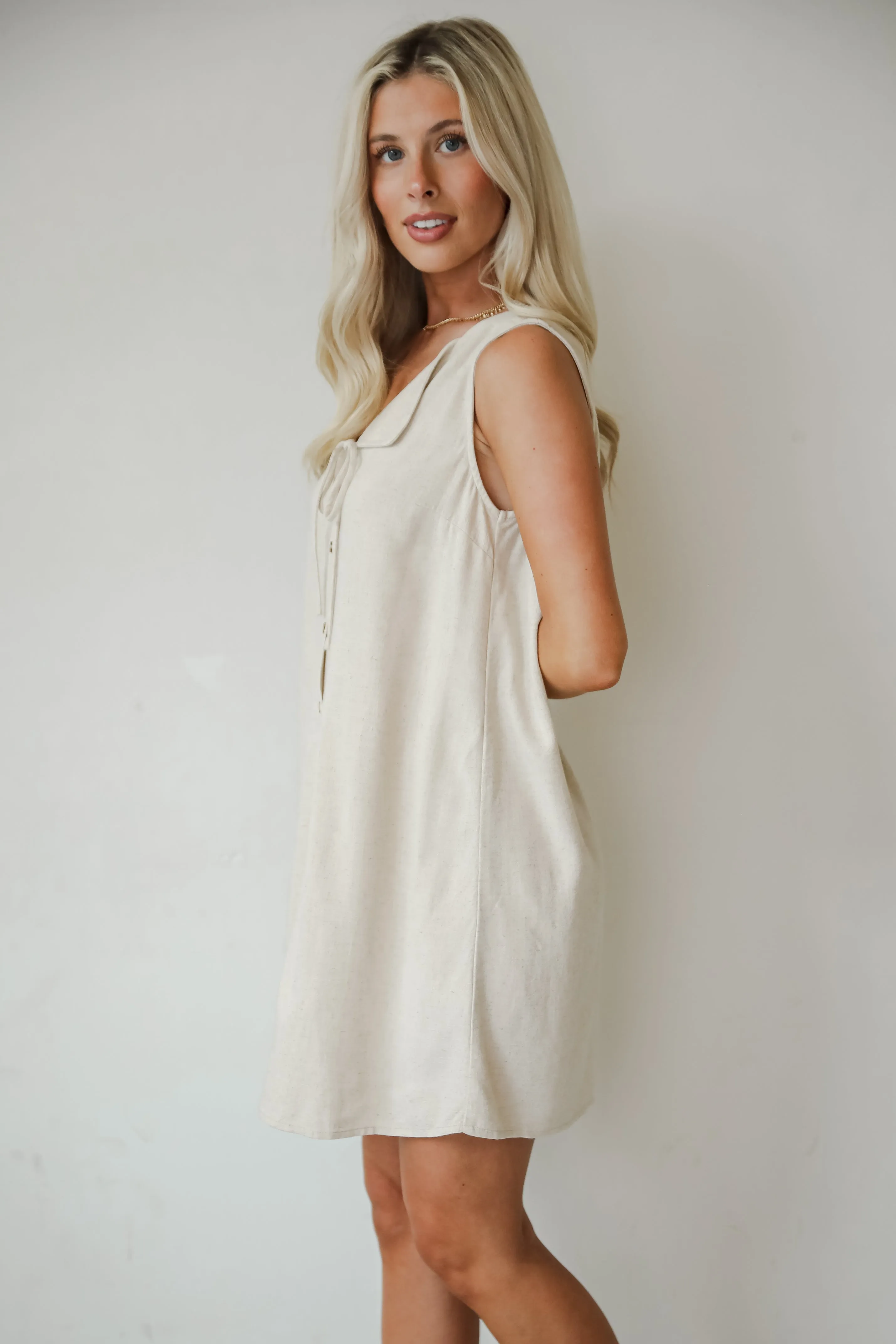 Unlimited Adventure Natural Linen Mini Dress