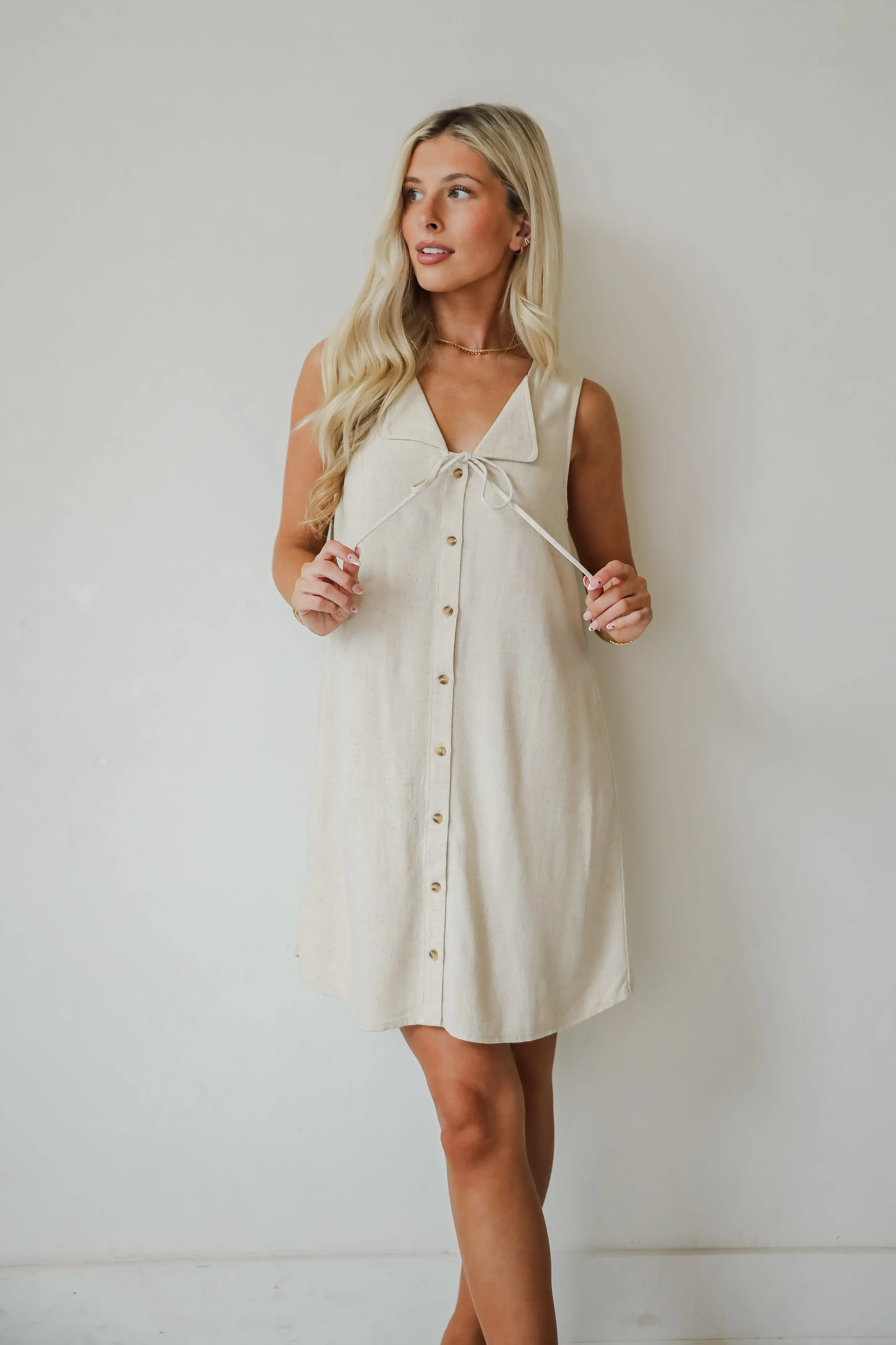 Unlimited Adventure Natural Linen Mini Dress