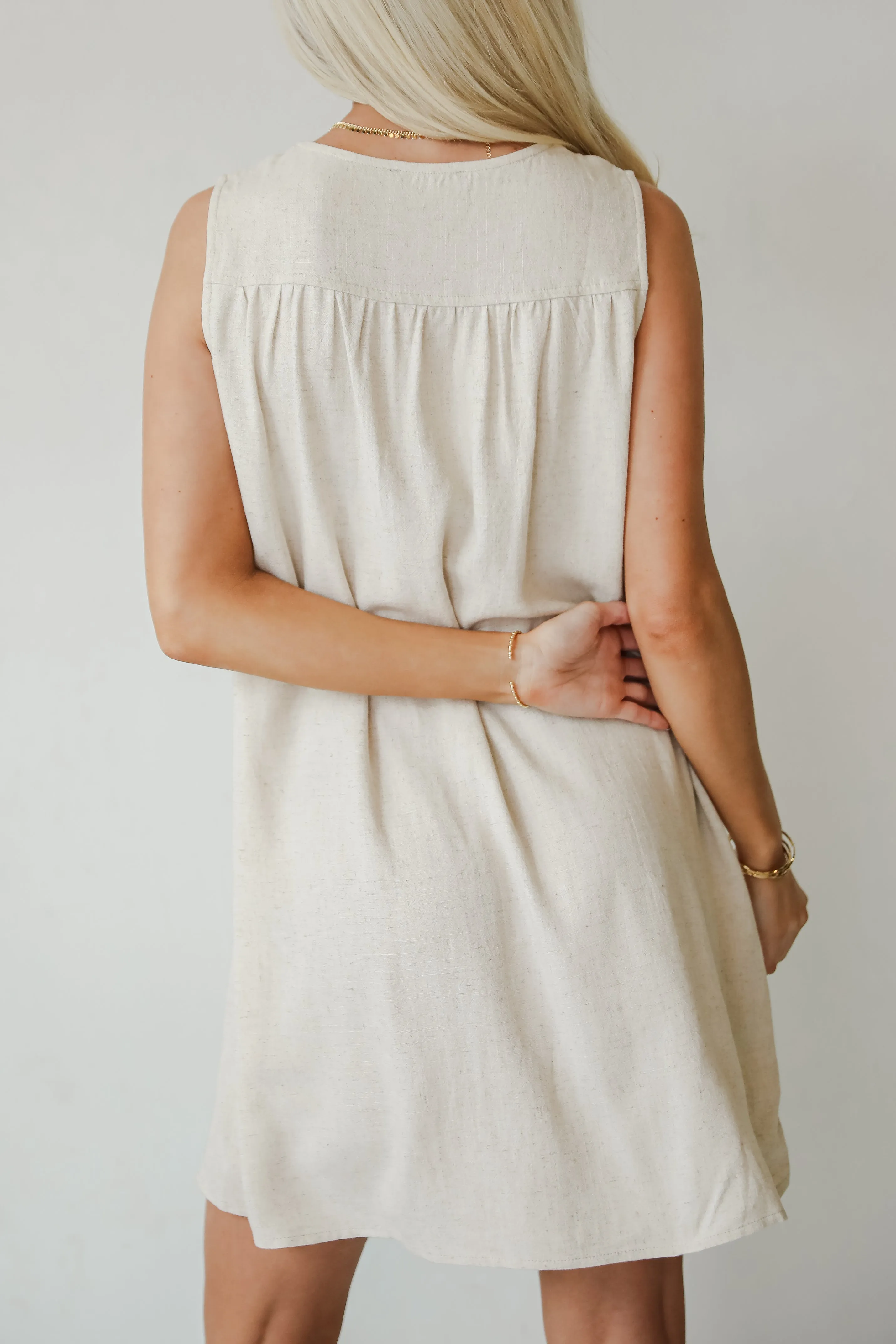 Unlimited Adventure Natural Linen Mini Dress