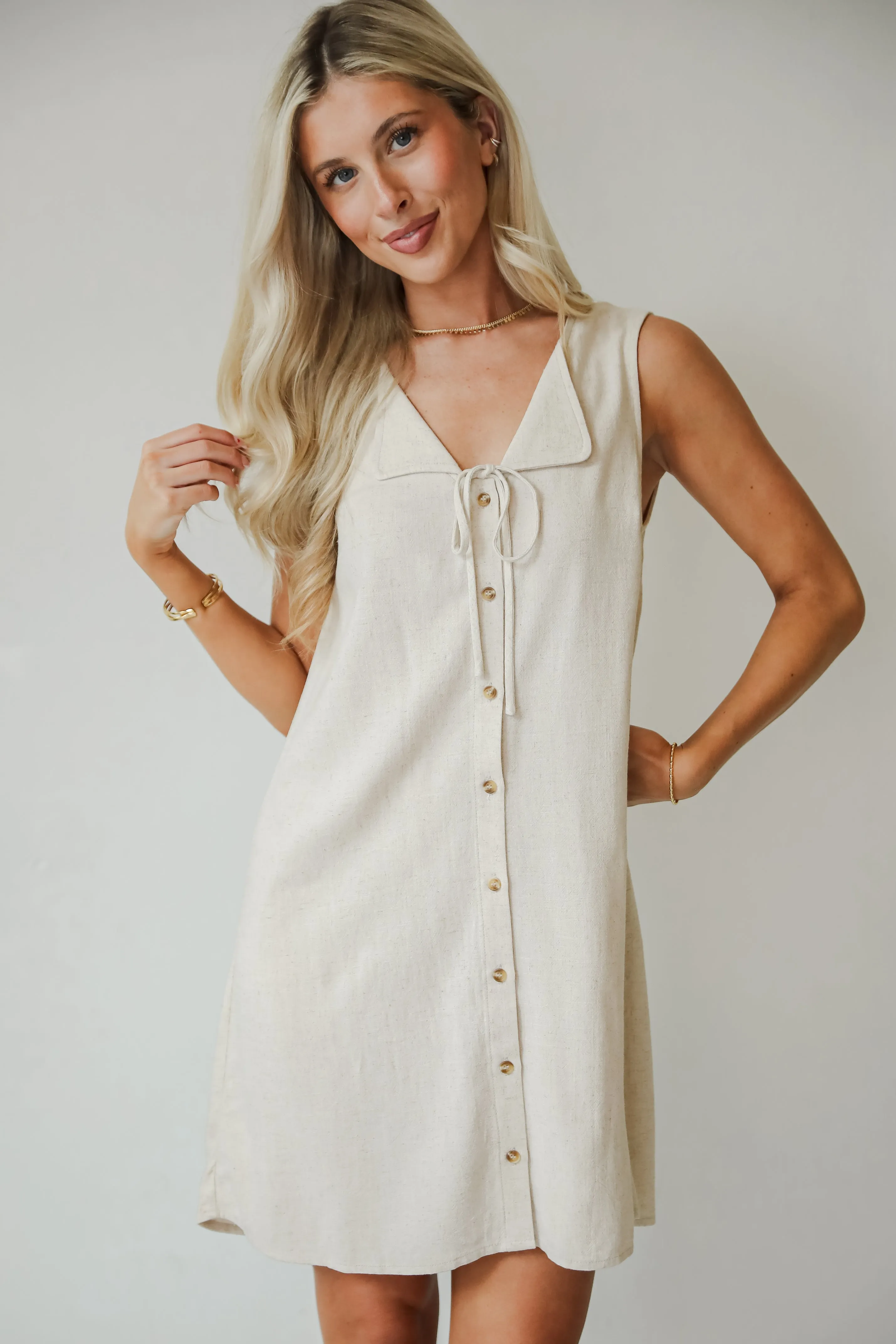 Unlimited Adventure Natural Linen Mini Dress