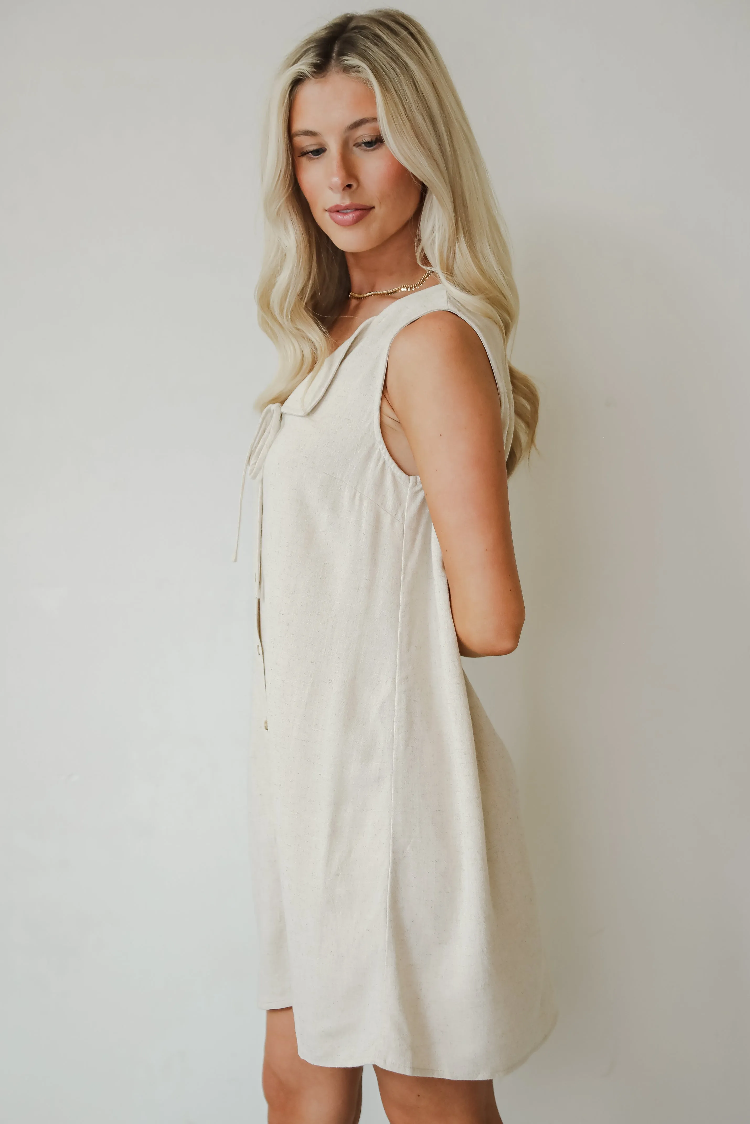 Unlimited Adventure Natural Linen Mini Dress
