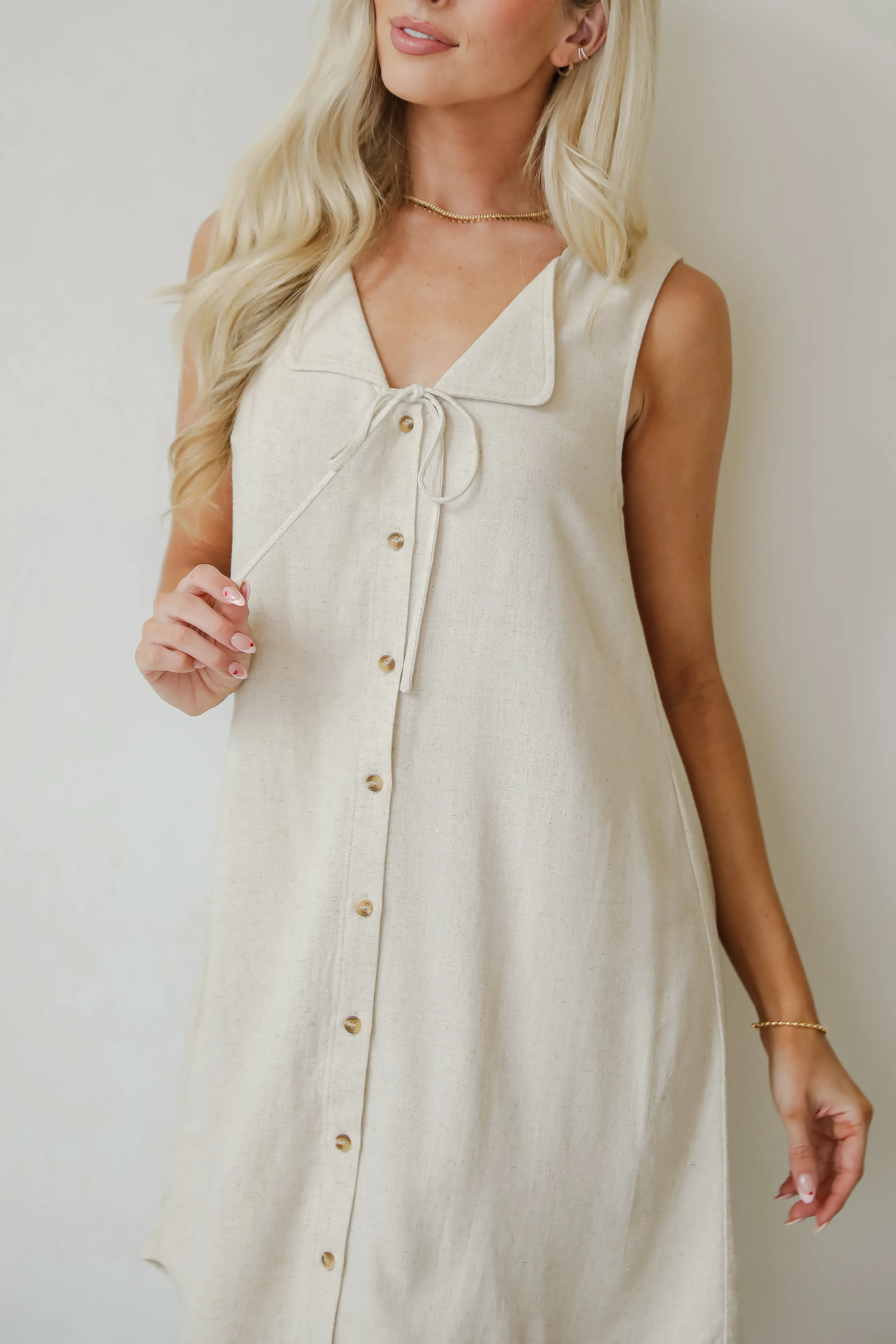 Unlimited Adventure Natural Linen Mini Dress