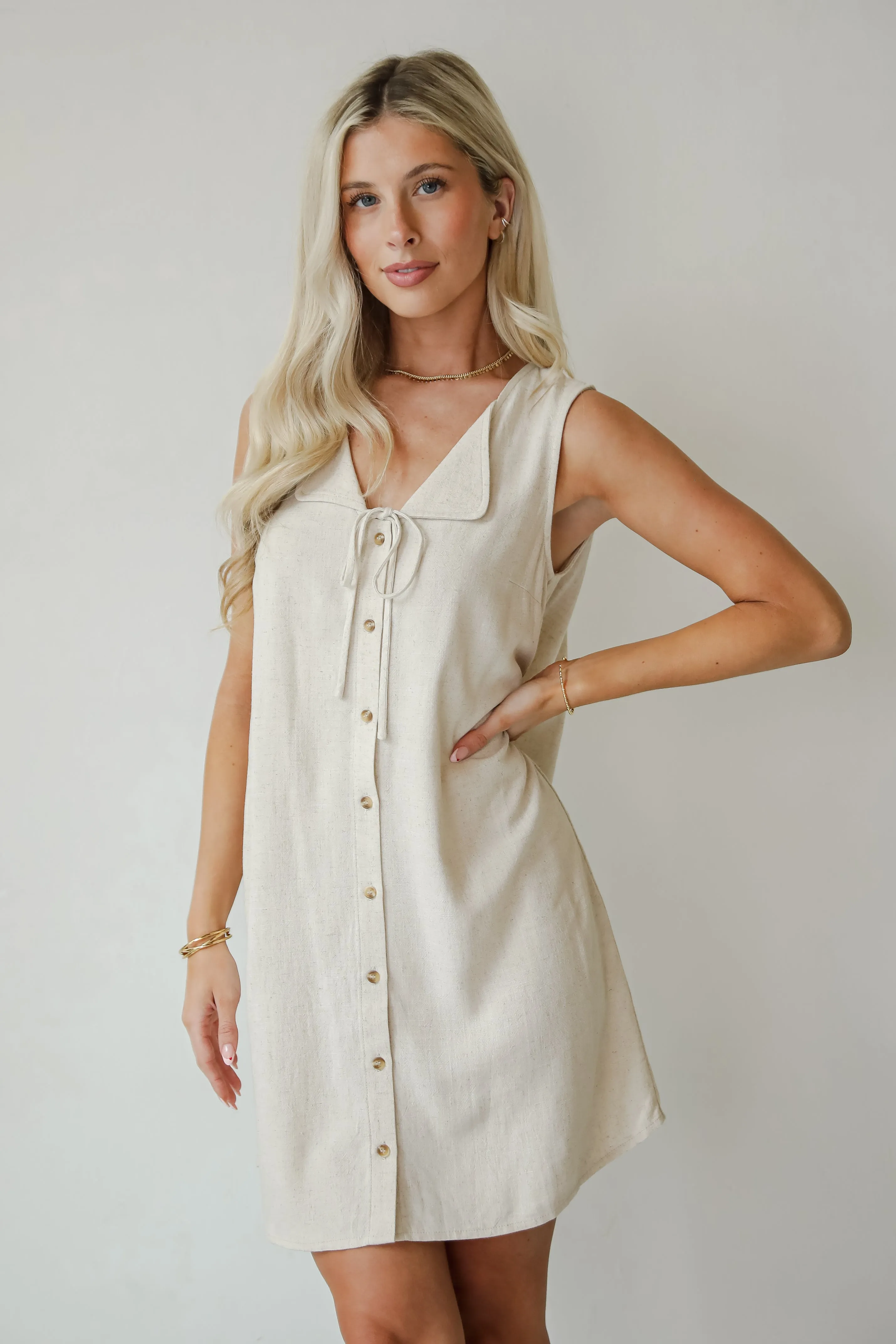 Unlimited Adventure Natural Linen Mini Dress