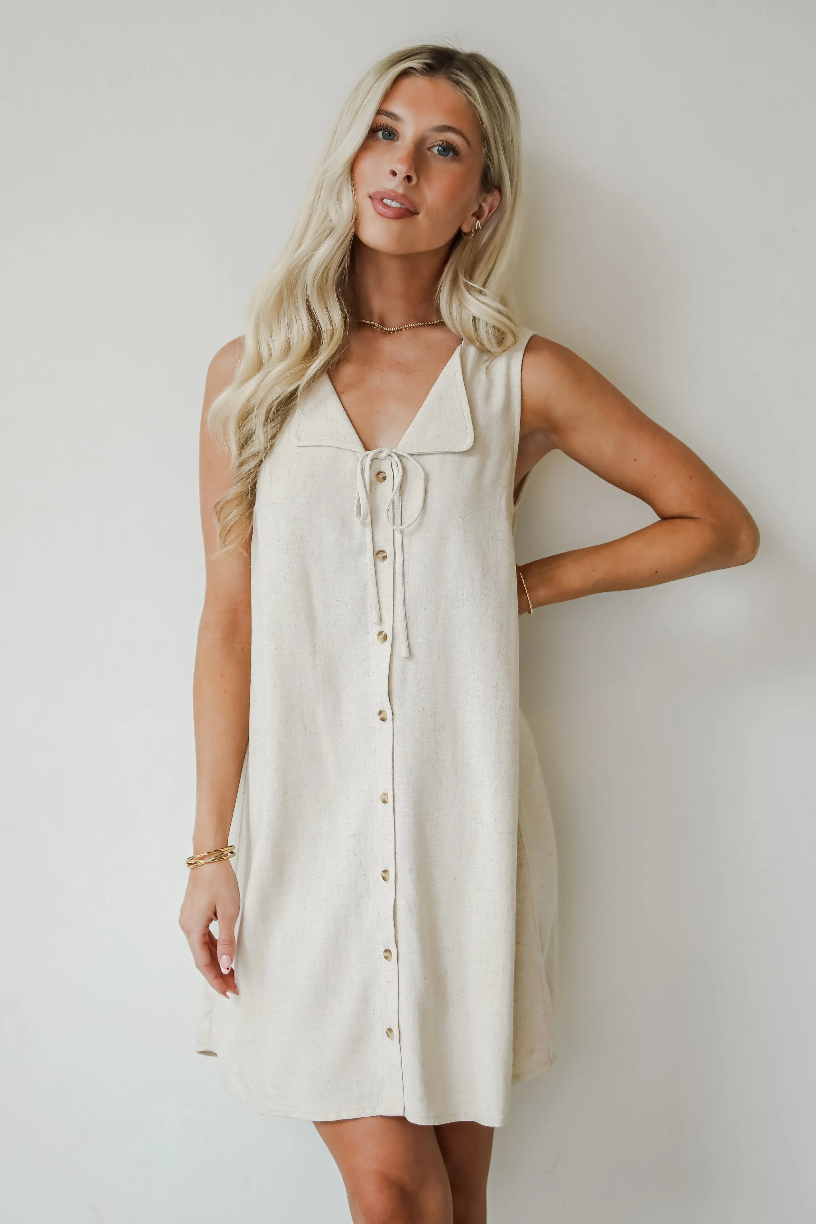 Unlimited Adventure Natural Linen Mini Dress