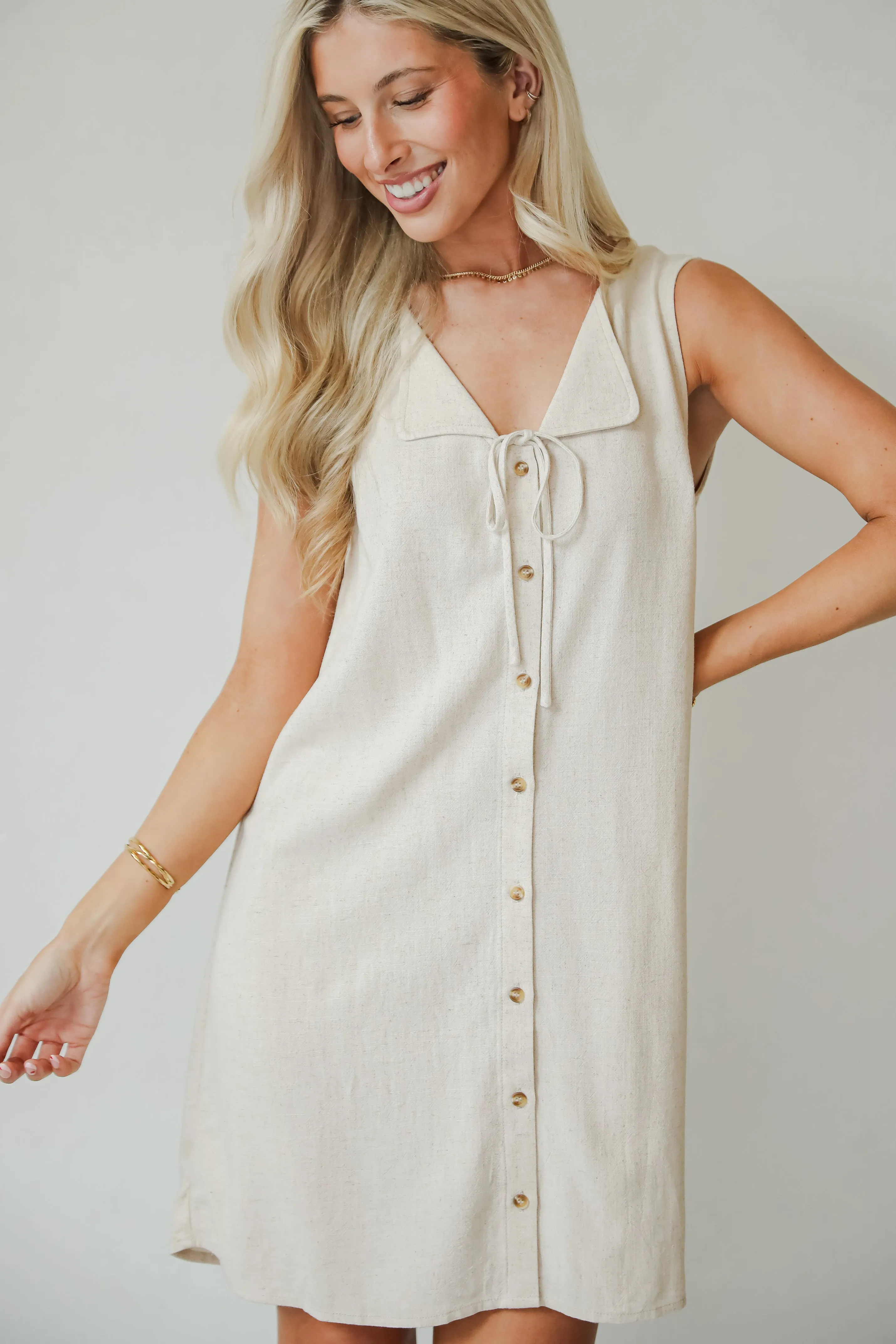 Unlimited Adventure Natural Linen Mini Dress