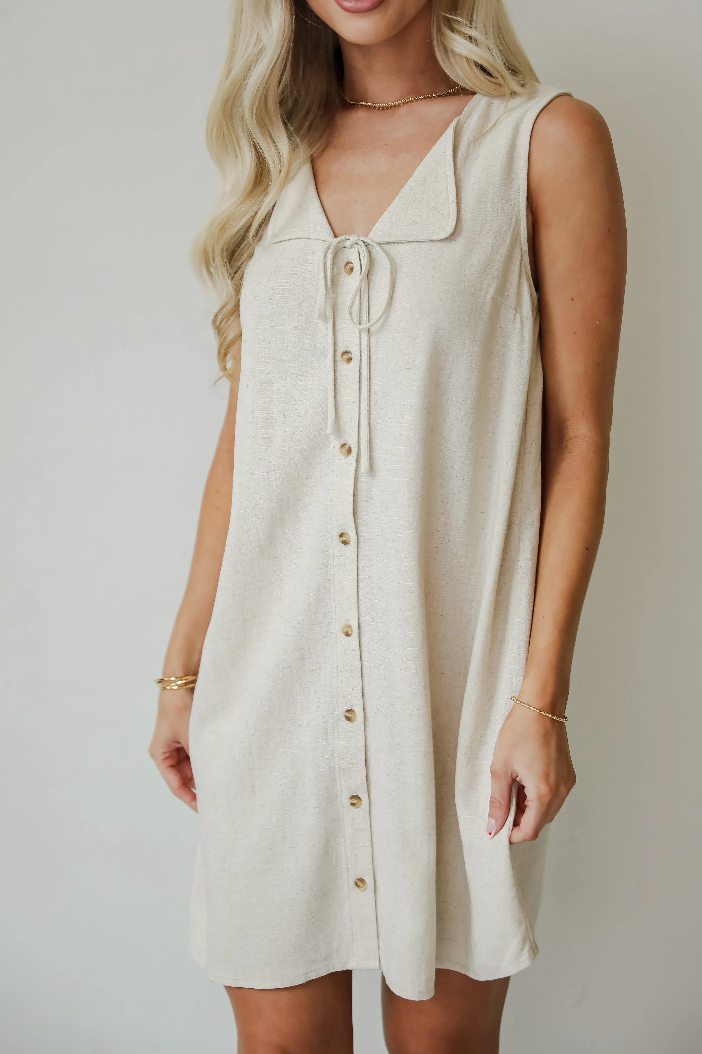 Unlimited Adventure Natural Linen Mini Dress