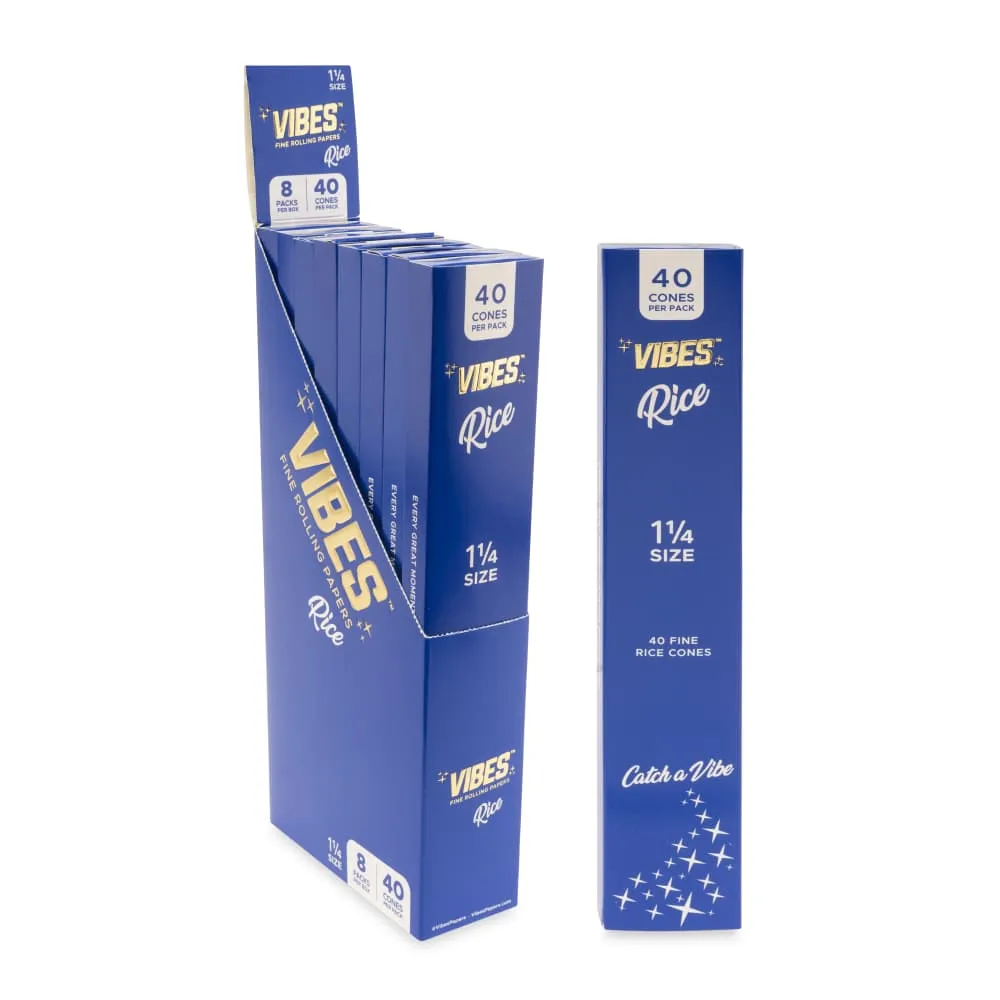 Vibes - Rice 1 1/4 Cones - 8 Cones Per Pack - (40 Count Per Display)
