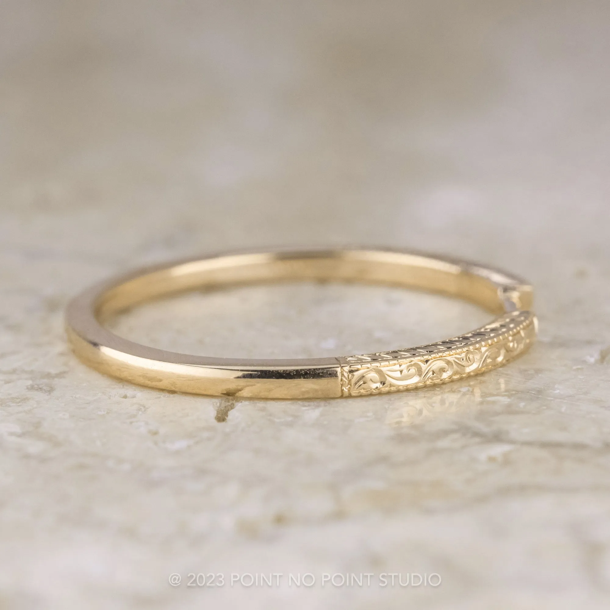 Vintage Harper Cuff Wedding Band, 14k Yellow Gold