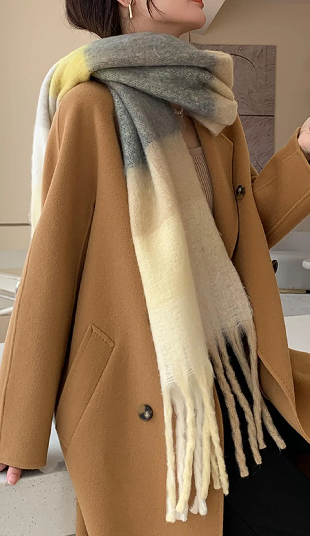 Wander Agio Winter Women Warm Scarf Long Shawl Large Scarves Cold Weather Thick Blanket Scarfs Colorful Plaid