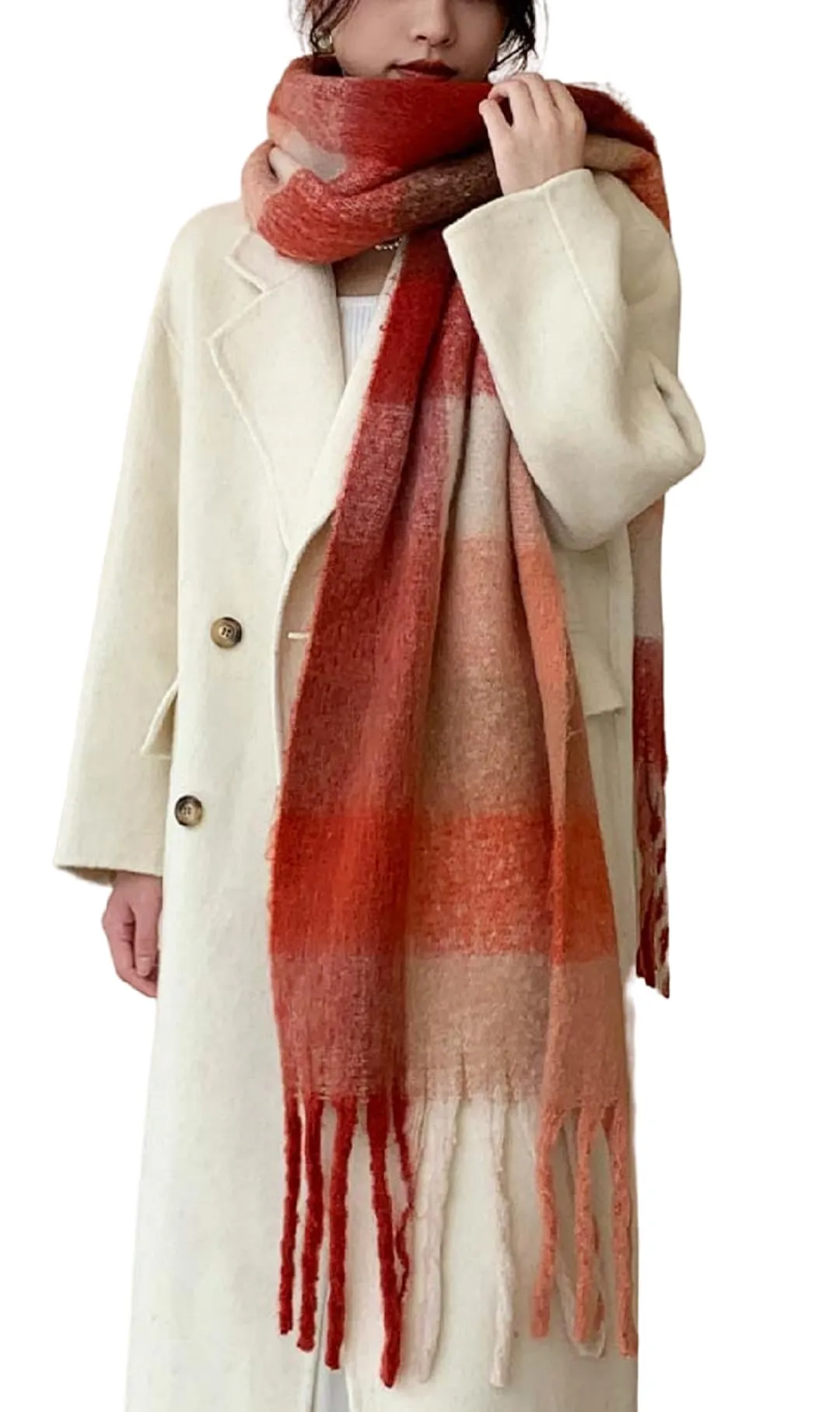 Wander Agio Winter Women Warm Scarf Long Shawl Large Scarves Cold Weather Thick Blanket Scarfs Colorful Plaid