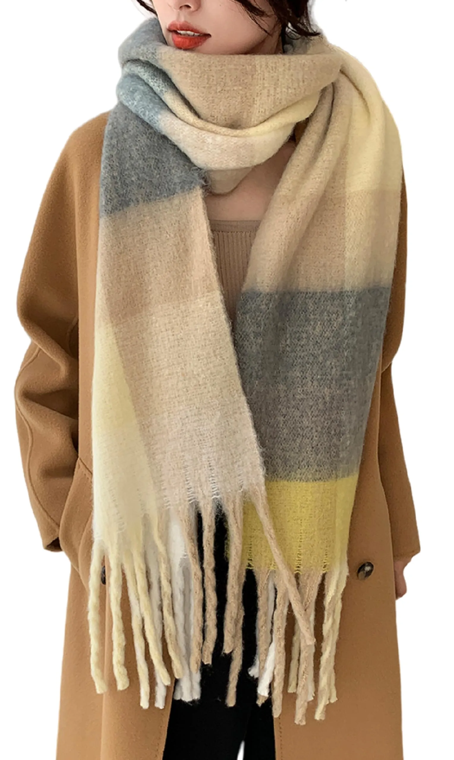 Wander Agio Winter Women Warm Scarf Long Shawl Large Scarves Cold Weather Thick Blanket Scarfs Colorful Plaid