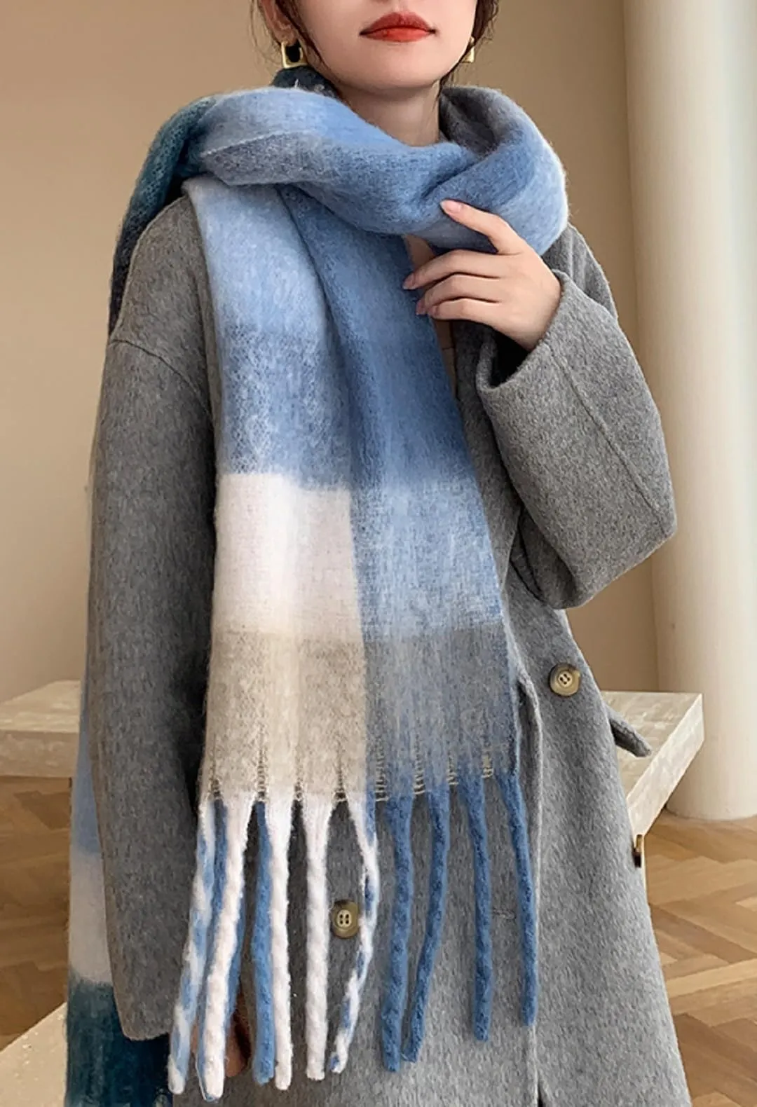 Wander Agio Winter Women Warm Scarf Long Shawl Large Scarves Cold Weather Thick Blanket Scarfs Colorful Plaid