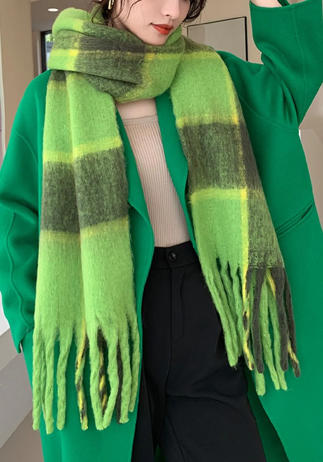 Wander Agio Winter Women Warm Scarf Long Shawl Large Scarves Cold Weather Thick Blanket Scarfs Colorful Plaid