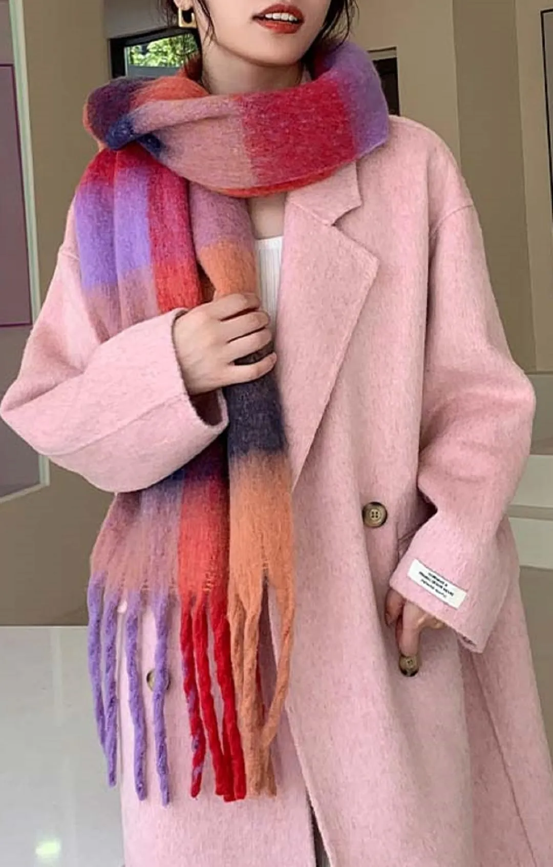 Wander Agio Winter Women Warm Scarf Long Shawl Large Scarves Cold Weather Thick Blanket Scarfs Colorful Plaid