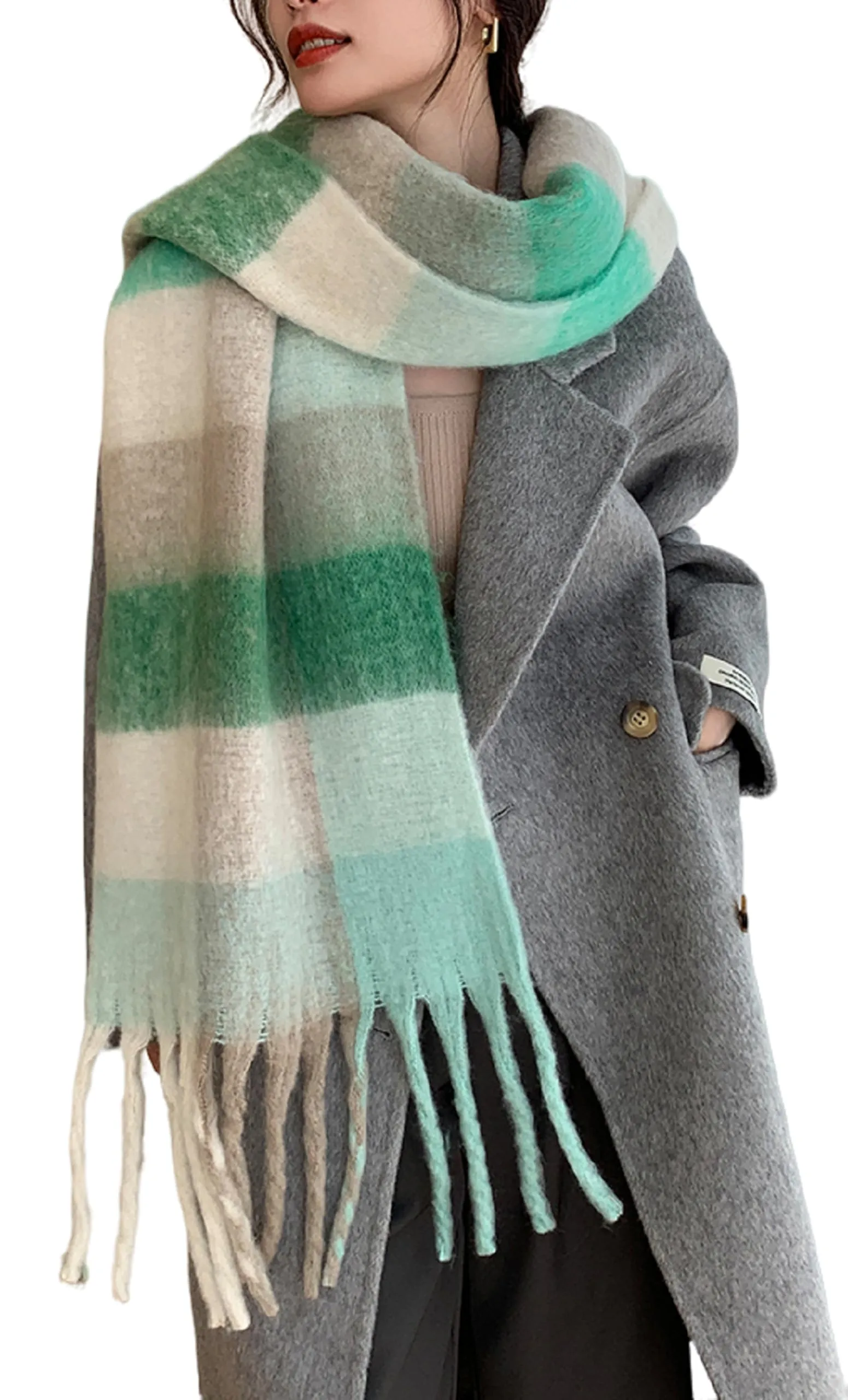 Wander Agio Winter Women Warm Scarf Long Shawl Large Scarves Cold Weather Thick Blanket Scarfs Colorful Plaid