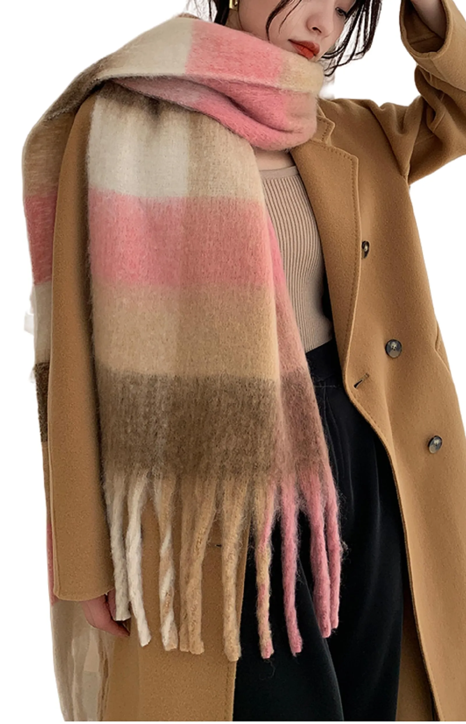 Wander Agio Winter Women Warm Scarf Long Shawl Large Scarves Cold Weather Thick Blanket Scarfs Colorful Plaid
