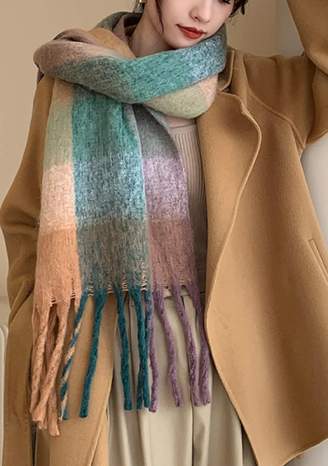Wander Agio Winter Women Warm Scarf Long Shawl Large Scarves Cold Weather Thick Blanket Scarfs Colorful Plaid