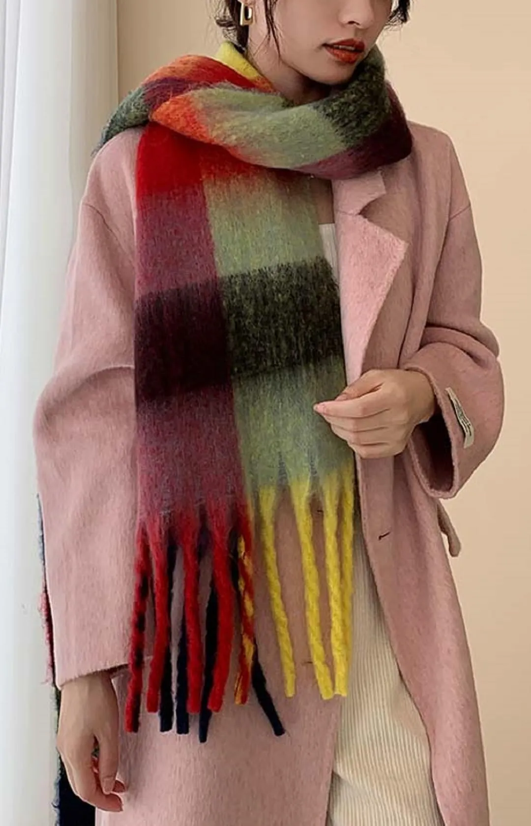Wander Agio Winter Women Warm Scarf Long Shawl Large Scarves Cold Weather Thick Blanket Scarfs Colorful Plaid