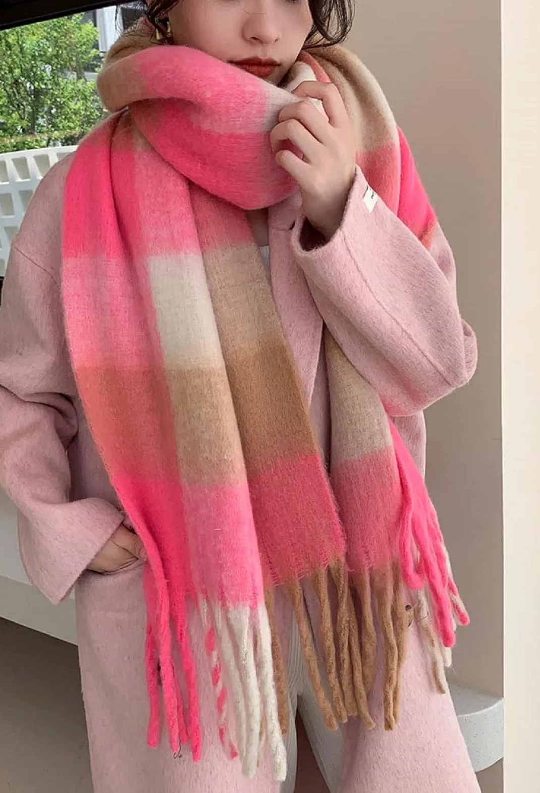 Wander Agio Winter Women Warm Scarf Long Shawl Large Scarves Cold Weather Thick Blanket Scarfs Colorful Plaid
