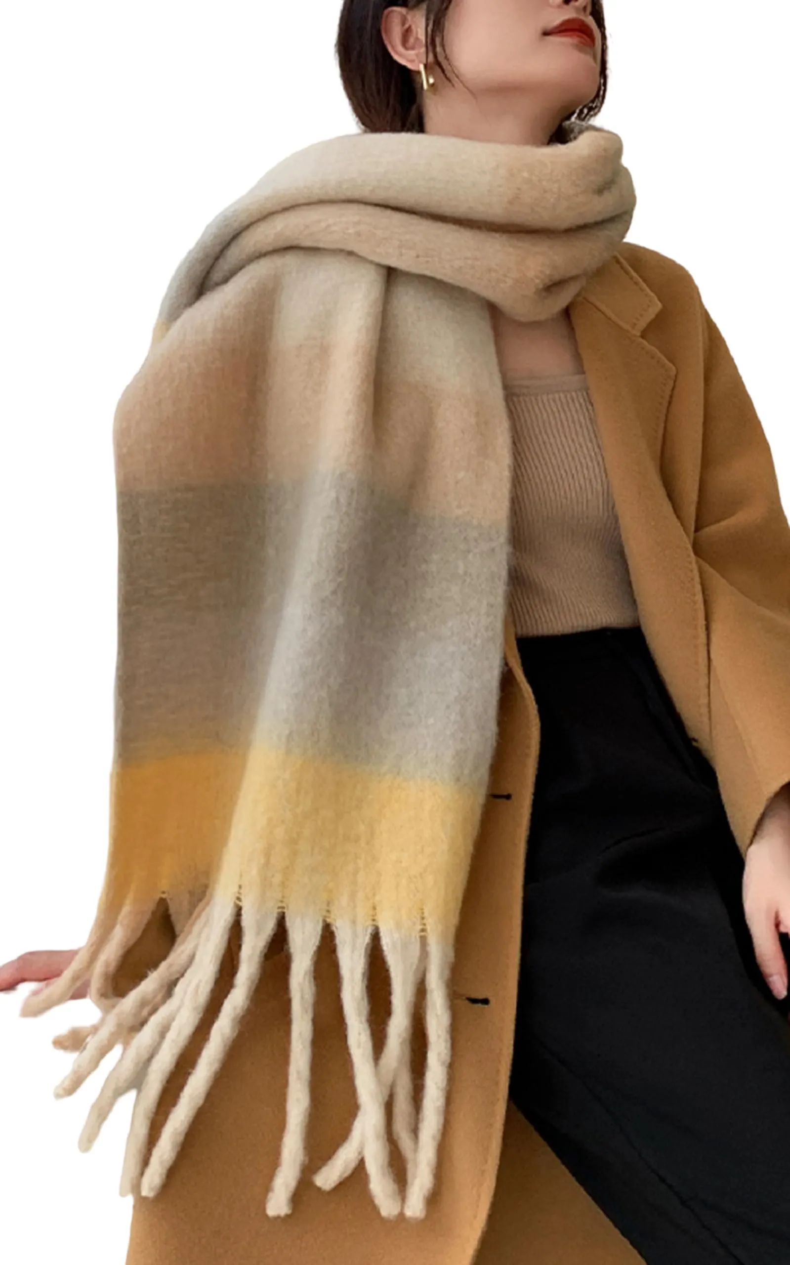 Wander Agio Winter Women Warm Scarf Long Shawl Large Scarves Cold Weather Thick Blanket Scarfs Colorful Plaid