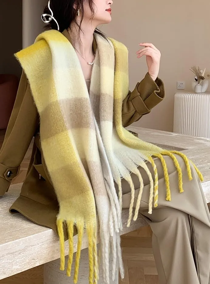 Wander Agio Winter Women Warm Scarf Long Shawl Large Scarves Cold Weather Thick Blanket Scarfs Colorful Plaid