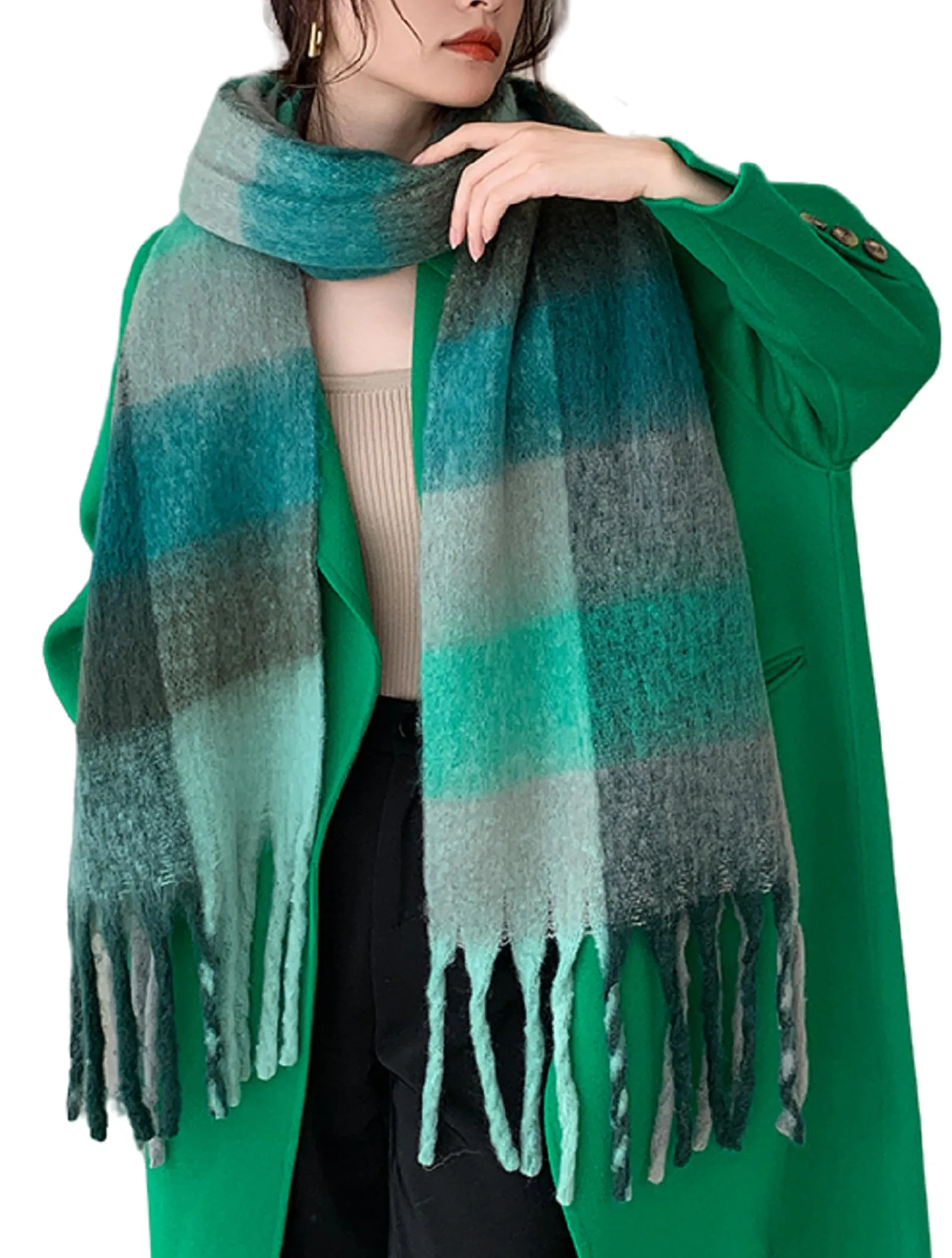 Wander Agio Winter Women Warm Scarf Long Shawl Large Scarves Cold Weather Thick Blanket Scarfs Colorful Plaid
