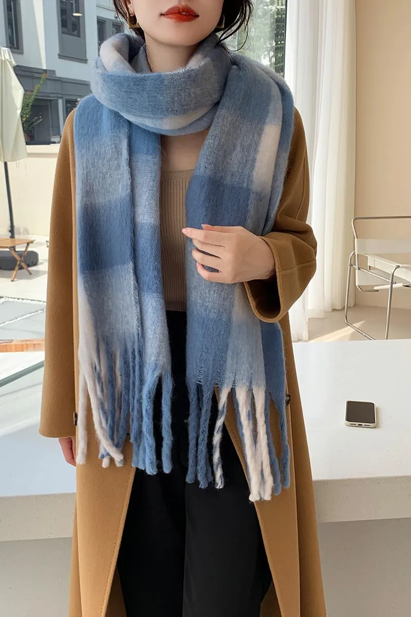 Wander Agio Winter Women Warm Scarf Long Shawl Large Scarves Cold Weather Thick Blanket Scarfs Colorful Plaid