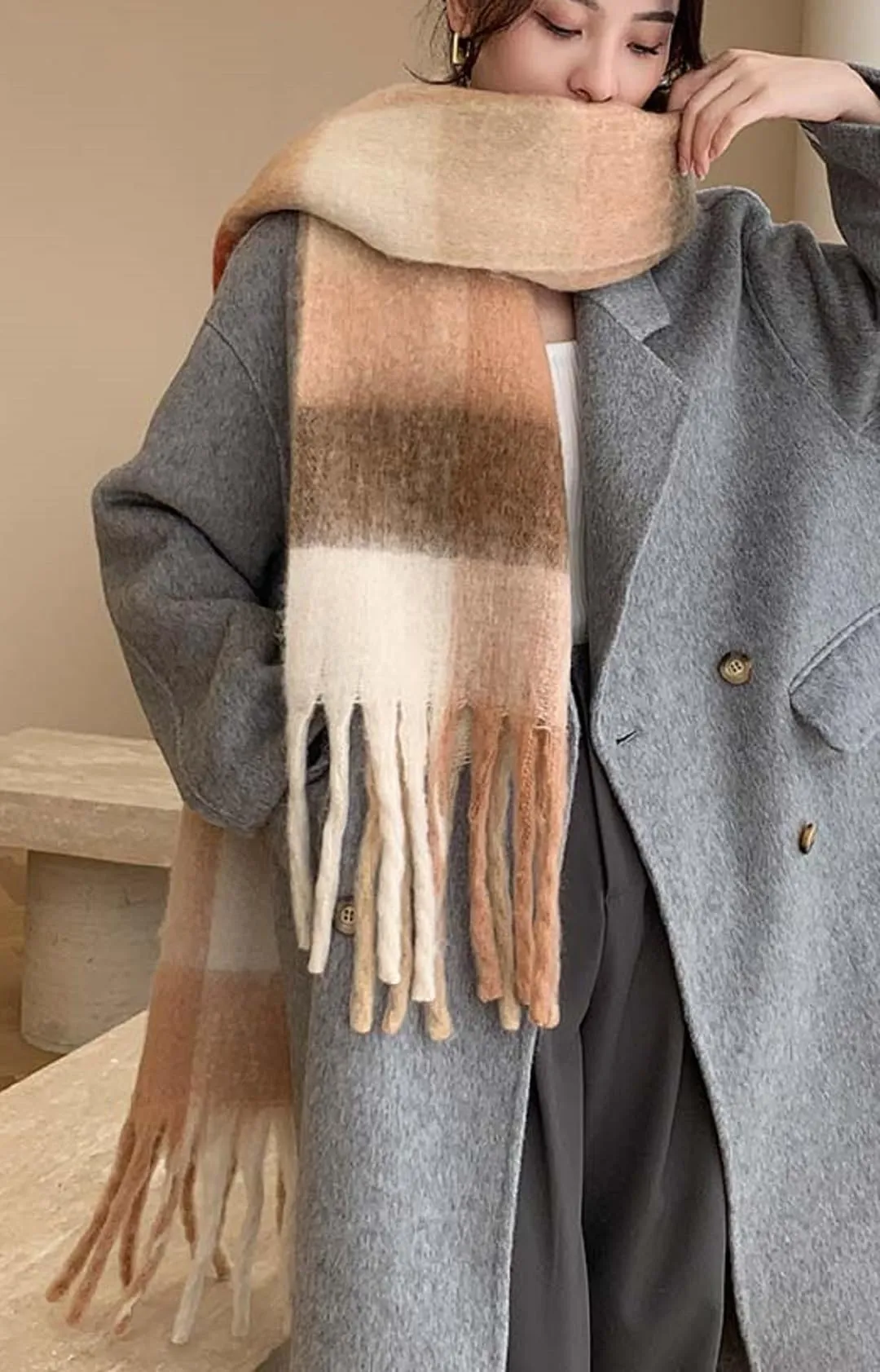 Wander Agio Winter Women Warm Scarf Long Shawl Large Scarves Cold Weather Thick Blanket Scarfs Colorful Plaid