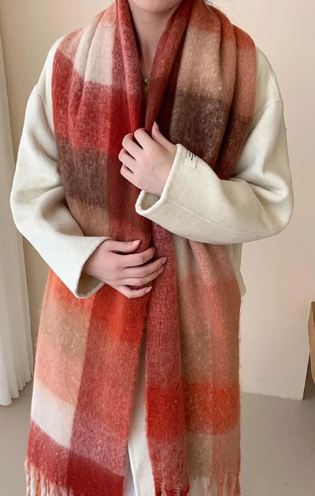 Wander Agio Winter Women Warm Scarf Long Shawl Large Scarves Cold Weather Thick Blanket Scarfs Colorful Plaid