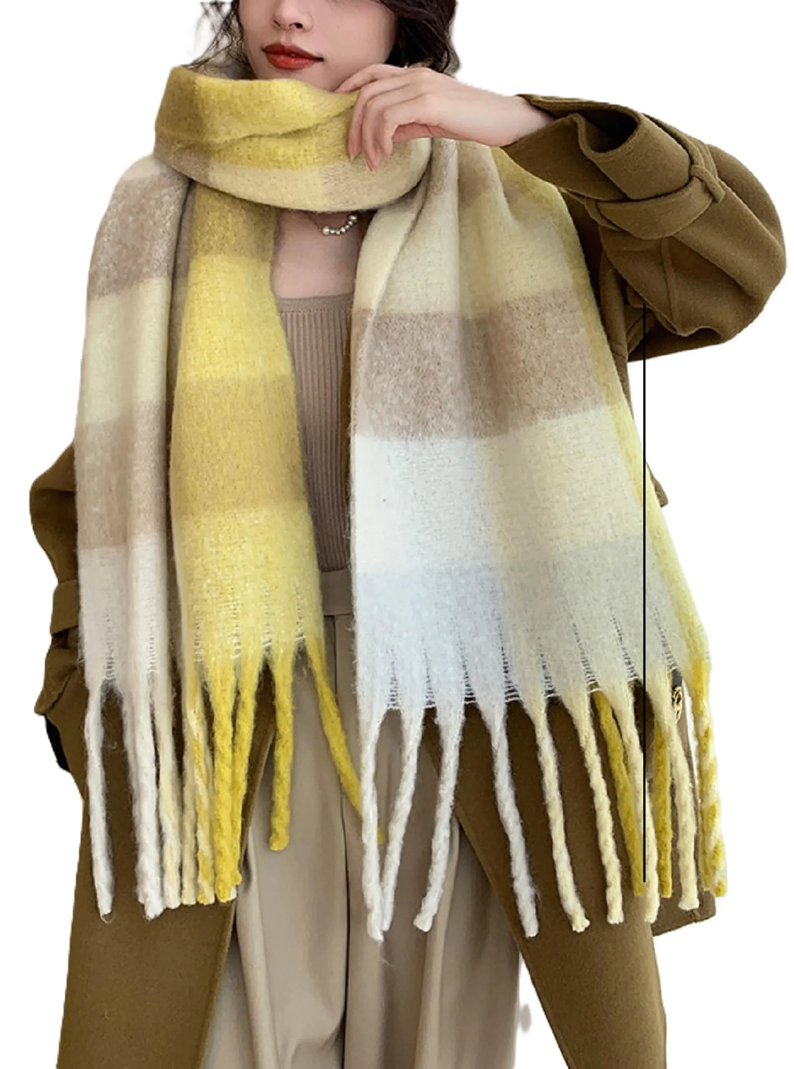 Wander Agio Winter Women Warm Scarf Long Shawl Large Scarves Cold Weather Thick Blanket Scarfs Colorful Plaid