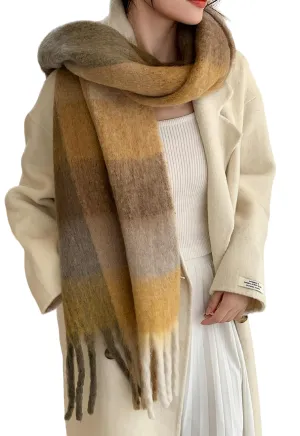 Wander Agio Winter Women Warm Scarf Long Shawl Large Scarves Cold Weather Thick Blanket Scarfs Colorful Plaid