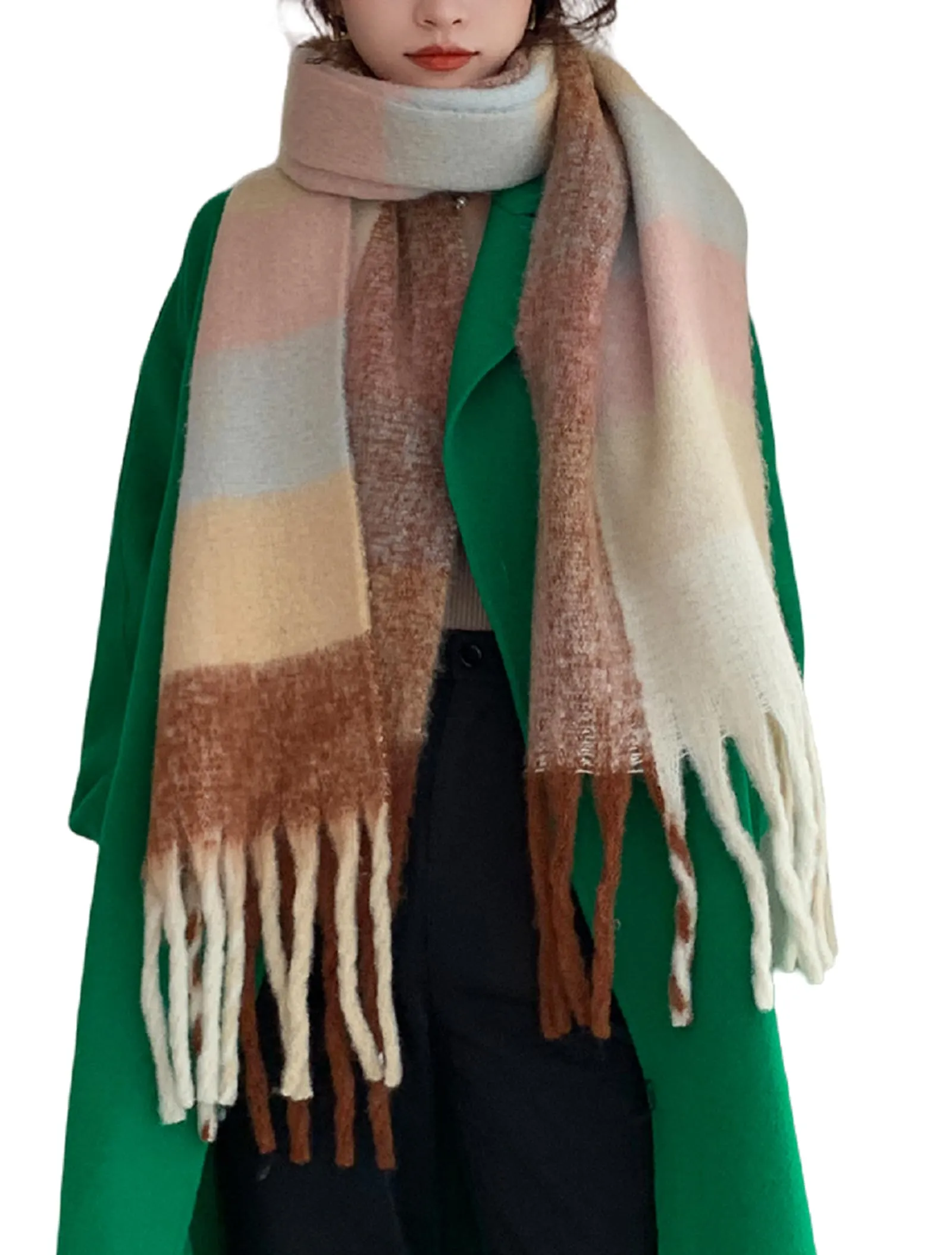 Wander Agio Winter Women Warm Scarf Long Shawl Large Scarves Cold Weather Thick Blanket Scarfs Colorful Plaid
