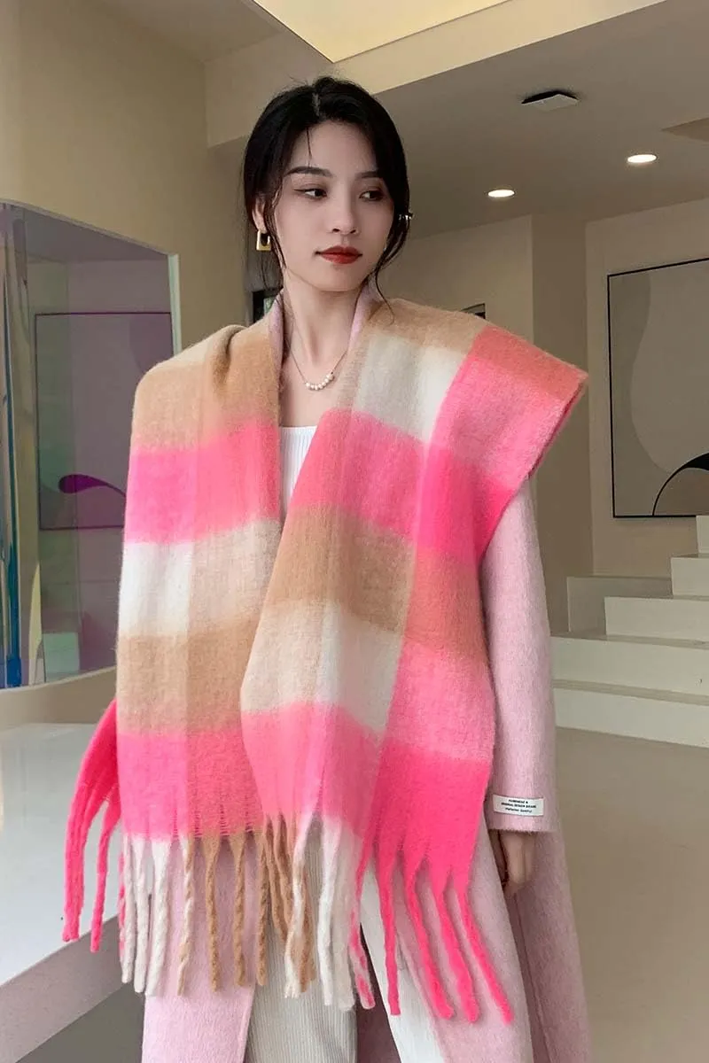 Wander Agio Winter Women Warm Scarf Long Shawl Large Scarves Cold Weather Thick Blanket Scarfs Colorful Plaid