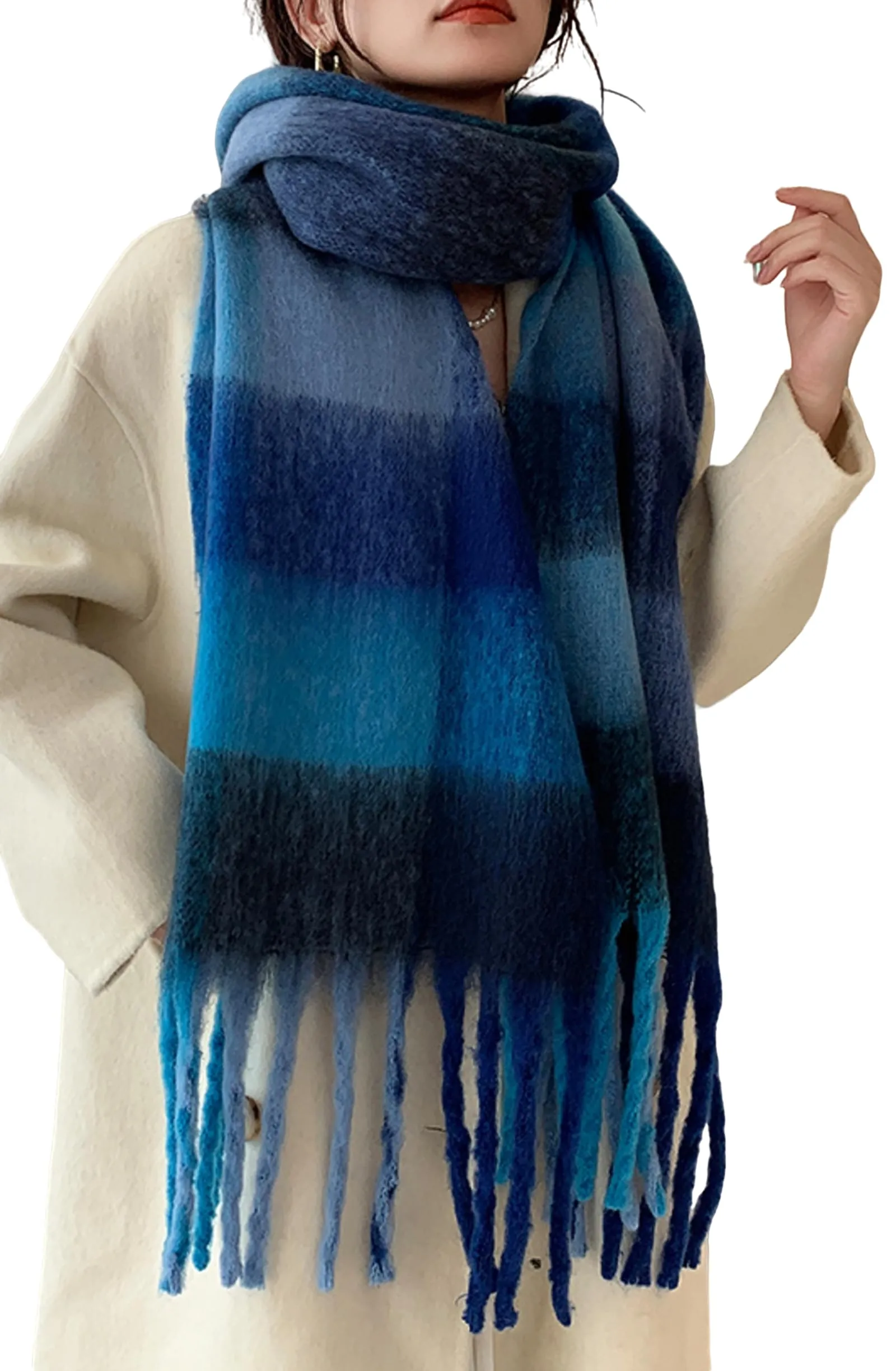 Wander Agio Winter Women Warm Scarf Long Shawl Large Scarves Cold Weather Thick Blanket Scarfs Colorful Plaid