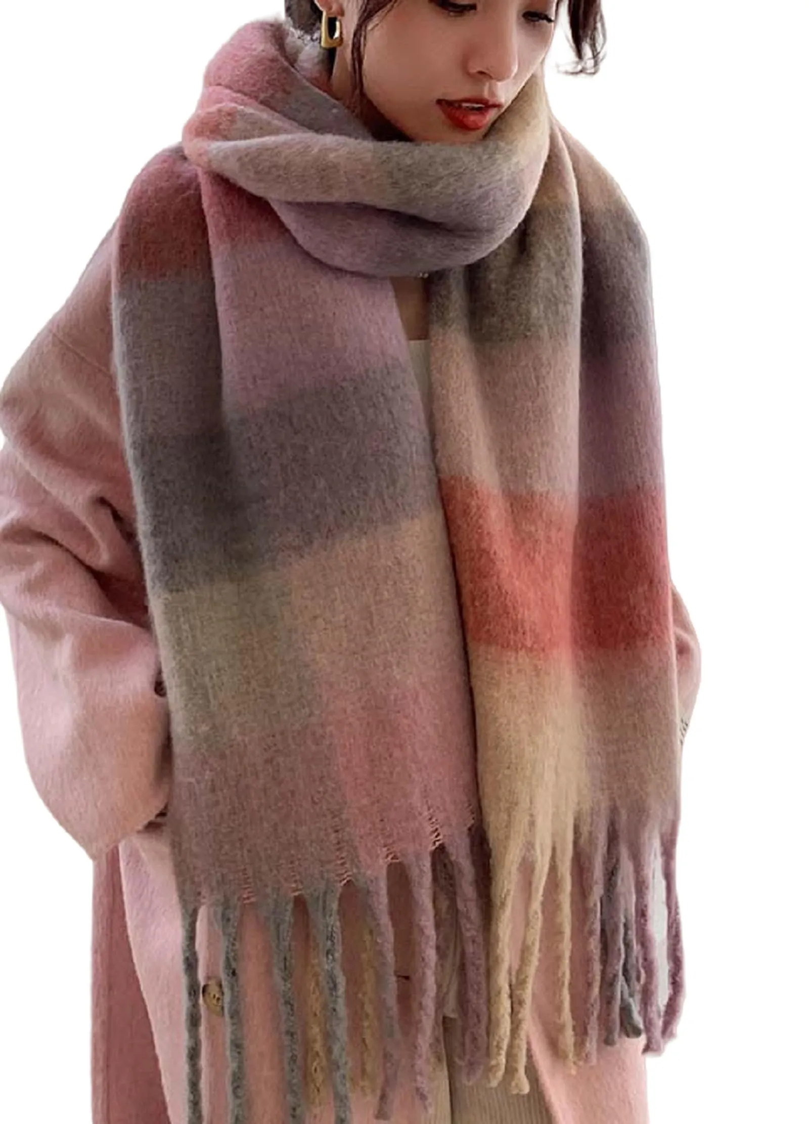Wander Agio Winter Women Warm Scarf Long Shawl Large Scarves Cold Weather Thick Blanket Scarfs Colorful Plaid