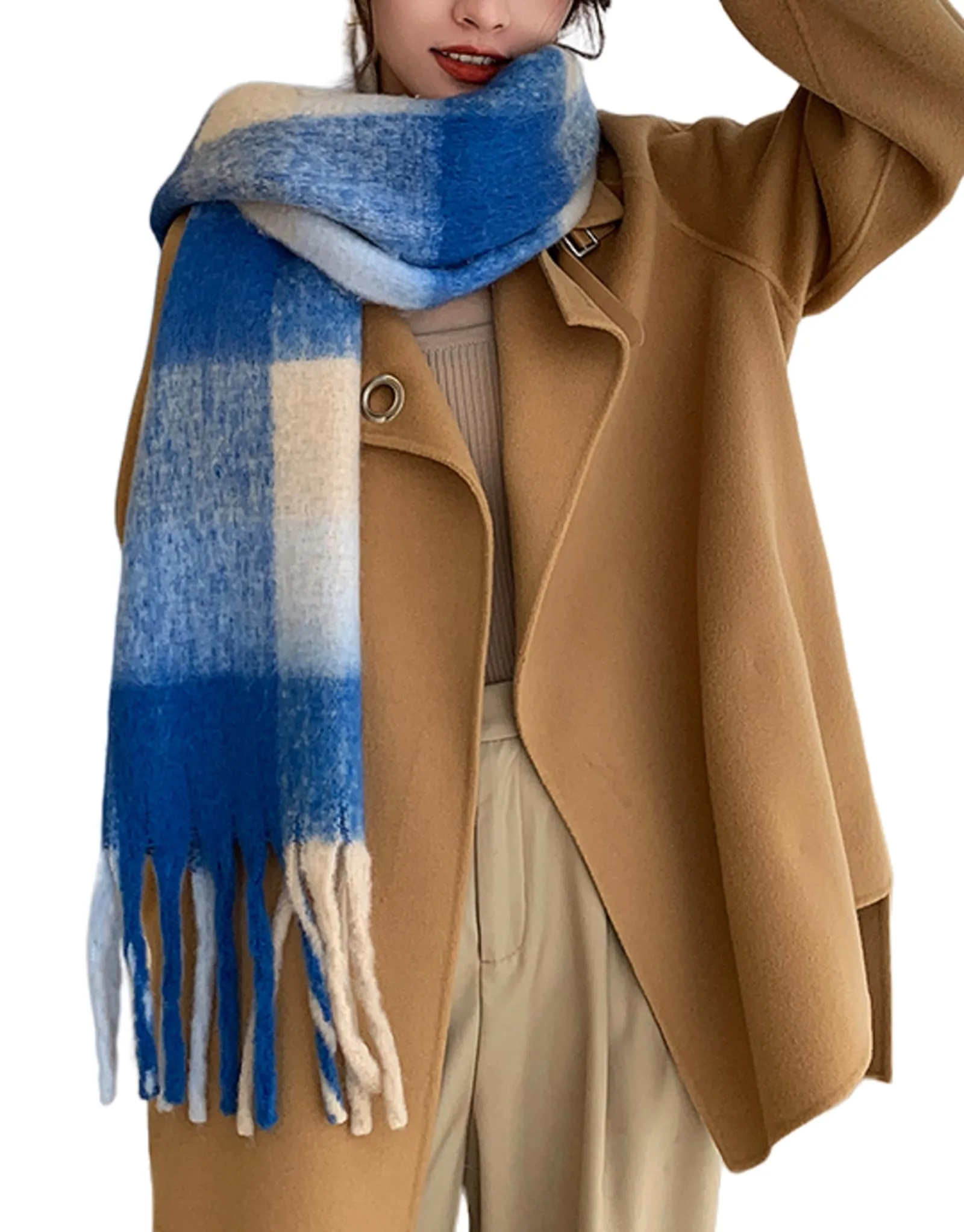 Wander Agio Winter Women Warm Scarf Long Shawl Large Scarves Cold Weather Thick Blanket Scarfs Colorful Plaid