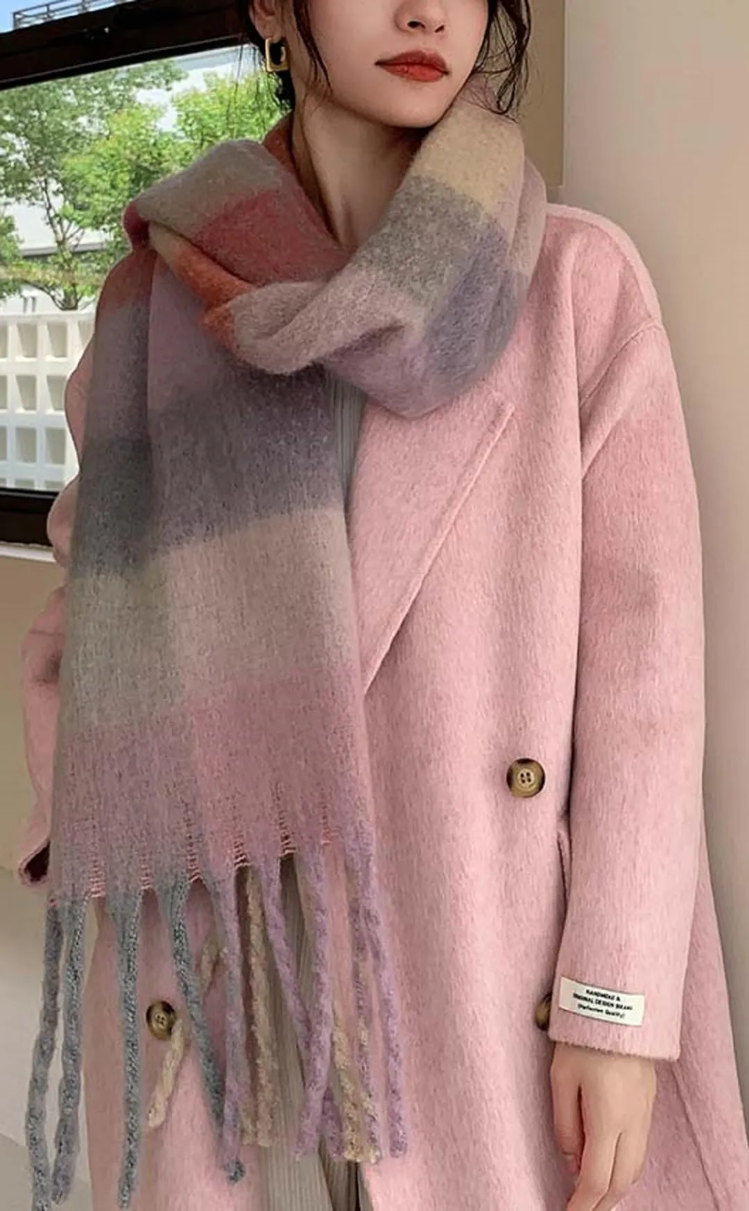 Wander Agio Winter Women Warm Scarf Long Shawl Large Scarves Cold Weather Thick Blanket Scarfs Colorful Plaid