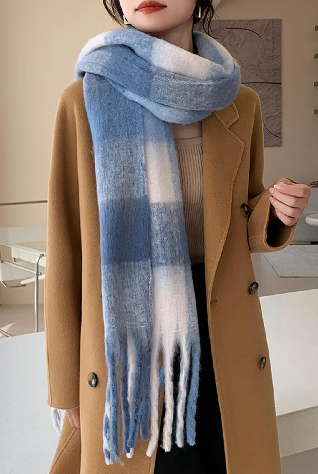 Wander Agio Winter Women Warm Scarf Long Shawl Large Scarves Cold Weather Thick Blanket Scarfs Colorful Plaid