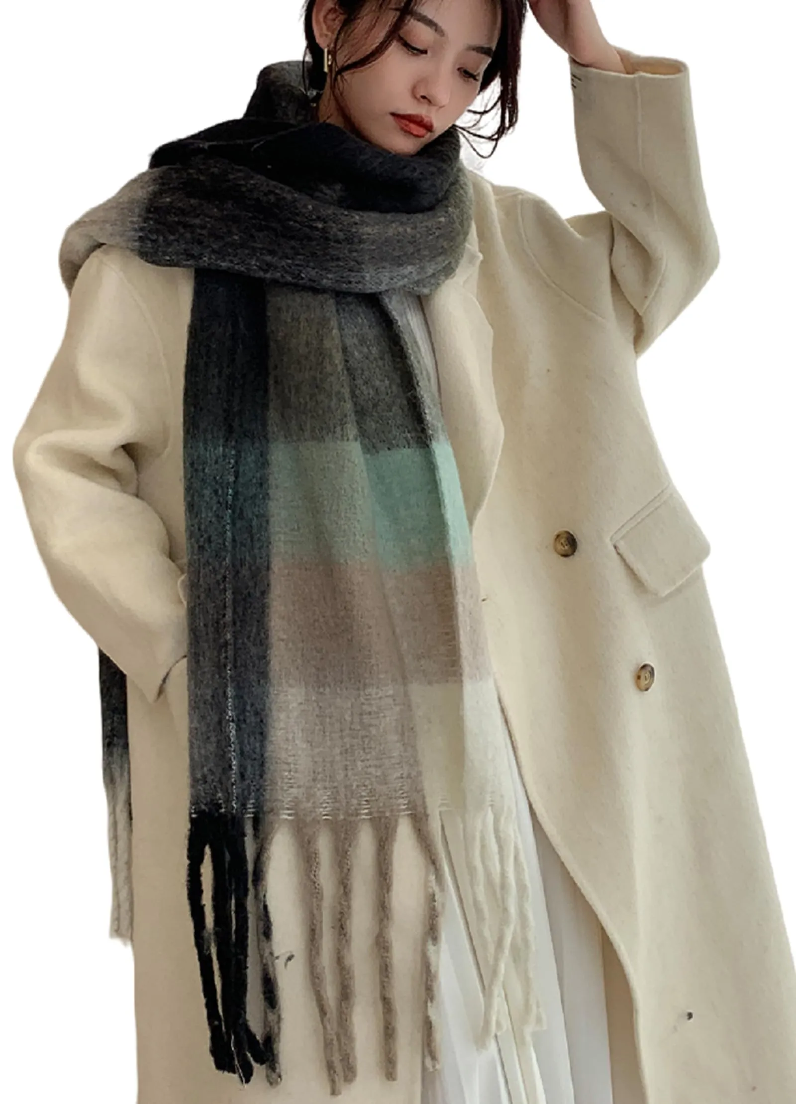 Wander Agio Winter Women Warm Scarf Long Shawl Large Scarves Cold Weather Thick Blanket Scarfs Colorful Plaid