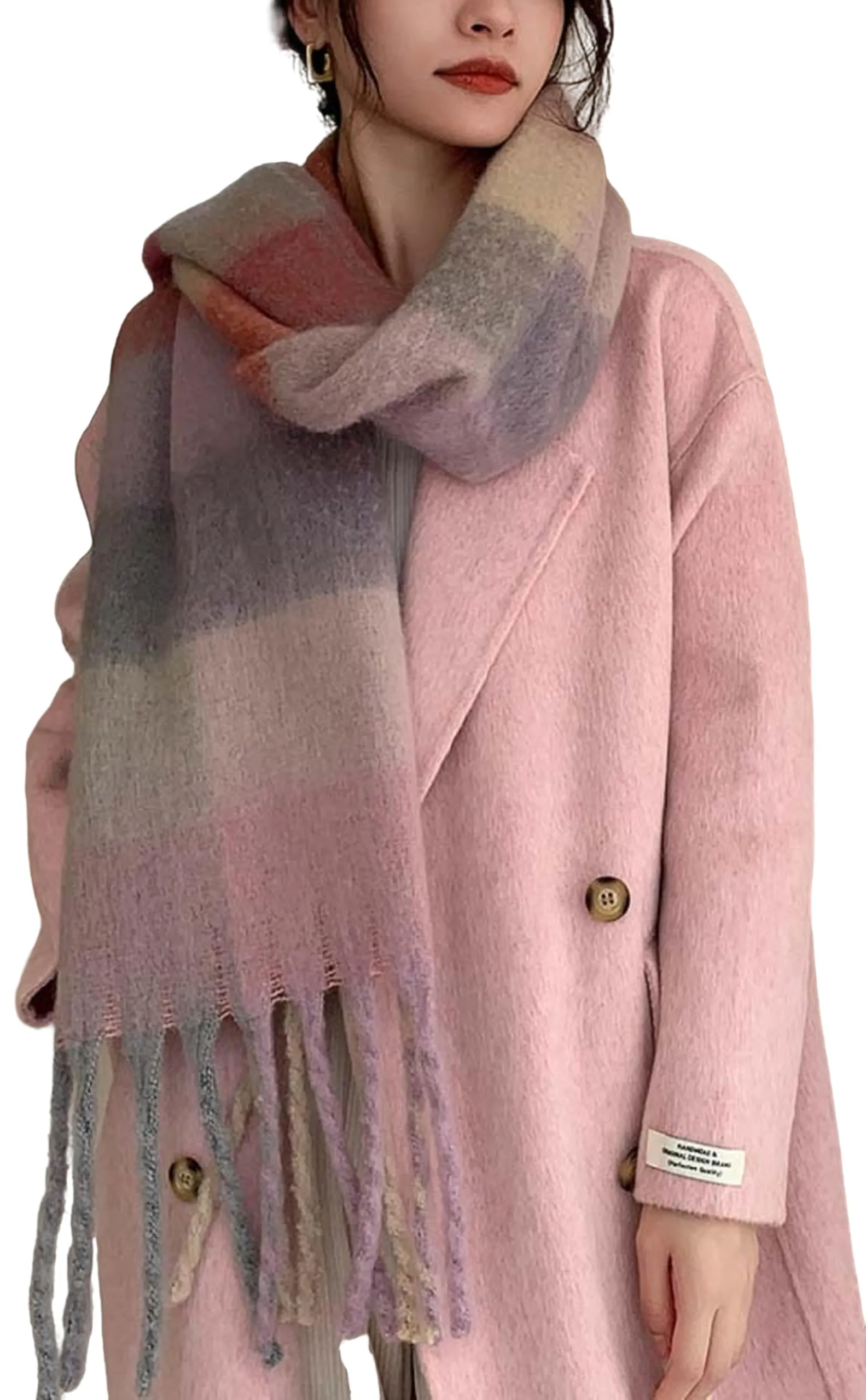 Wander Agio Winter Women Warm Scarf Long Shawl Large Scarves Cold Weather Thick Blanket Scarfs Colorful Plaid