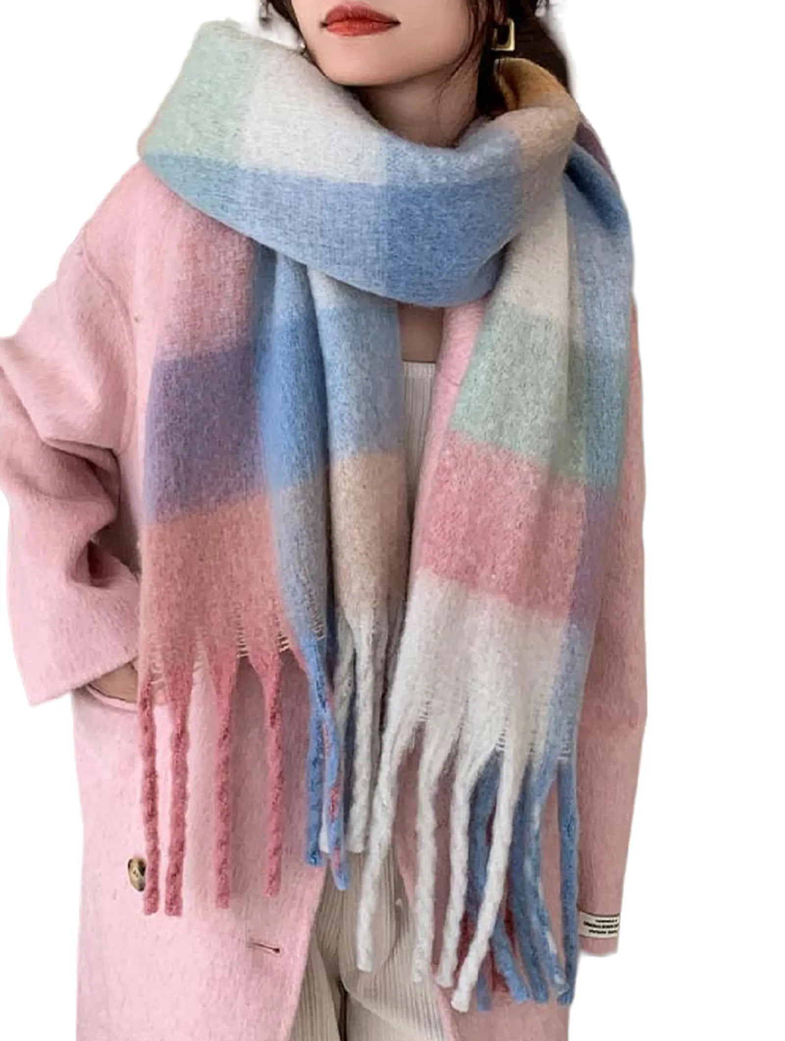 Wander Agio Winter Women Warm Scarf Long Shawl Large Scarves Cold Weather Thick Blanket Scarfs Colorful Plaid